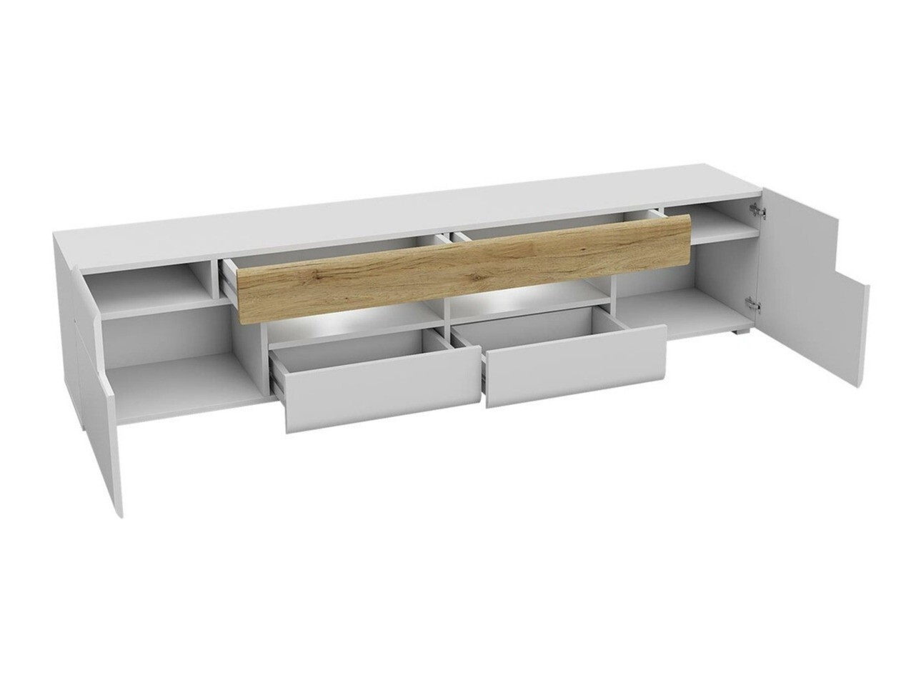TV sto Torsone 113 (Belo + Sjajno belo + Hrast San Remo)