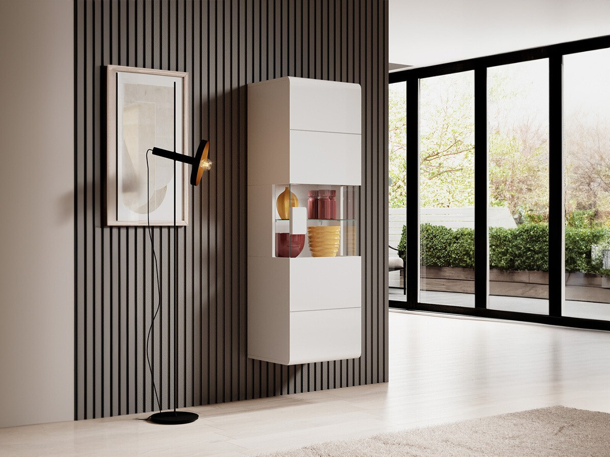 Zidna polica Torsone 109 (Belo + Sjajno belo)