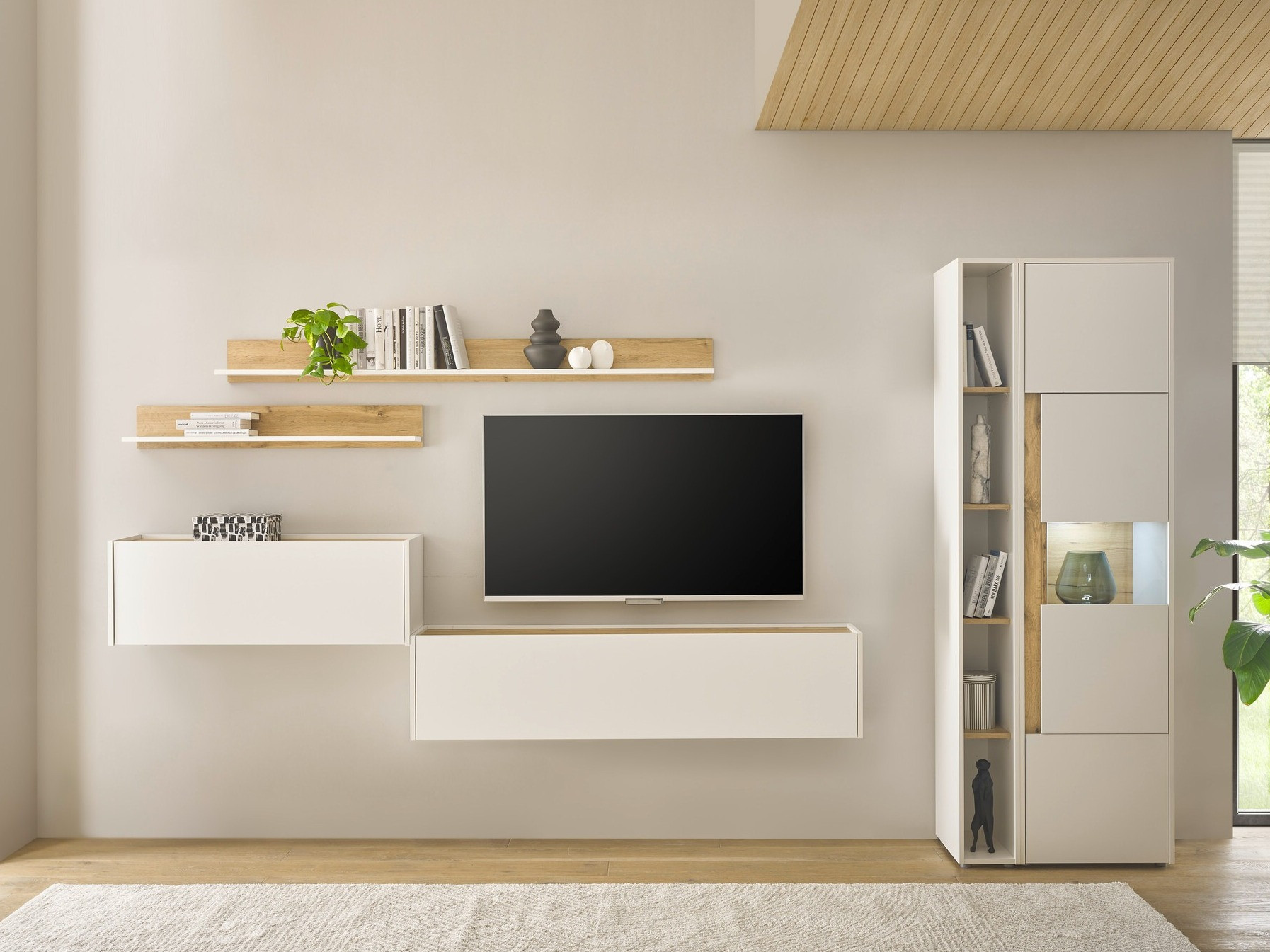 Set za dnevnu sobu Elbsori 140 (Belo + Hrast Votan)