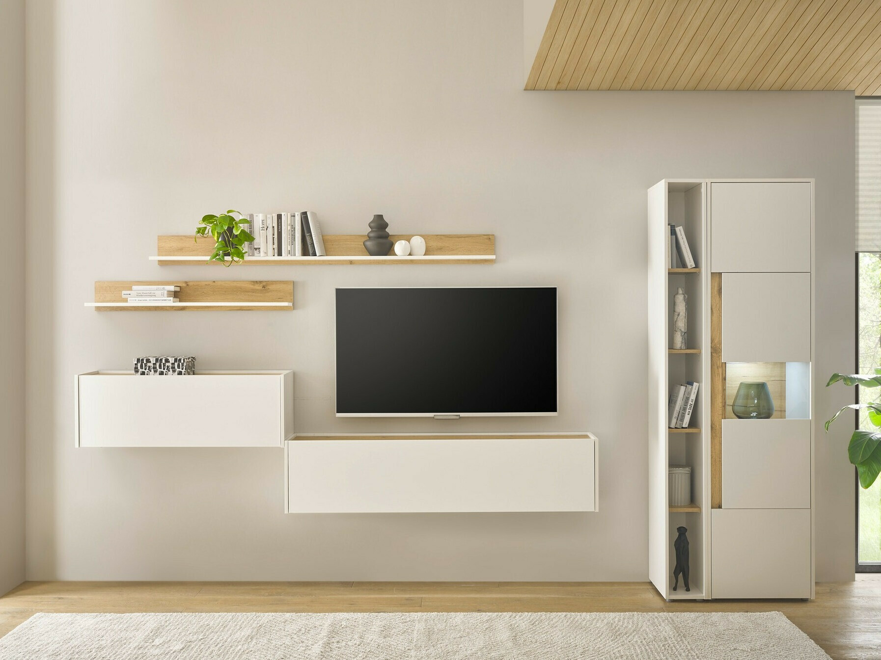 Set za dnevnu sobu Elbsori 140 (Belo + Hrast Votan)