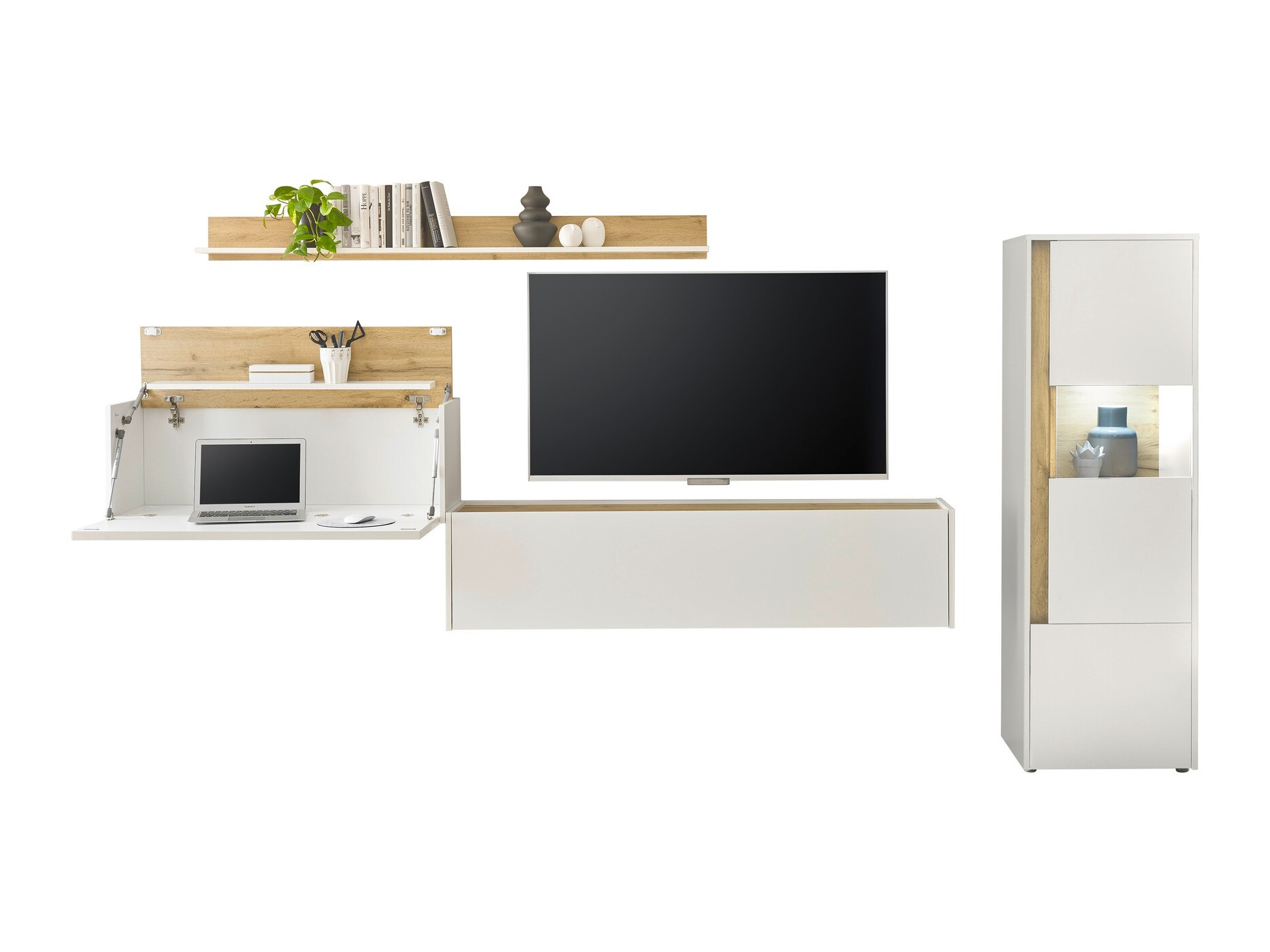 Set za dnevnu sobu Elbsori 141 (Belo + Hrast Votan)