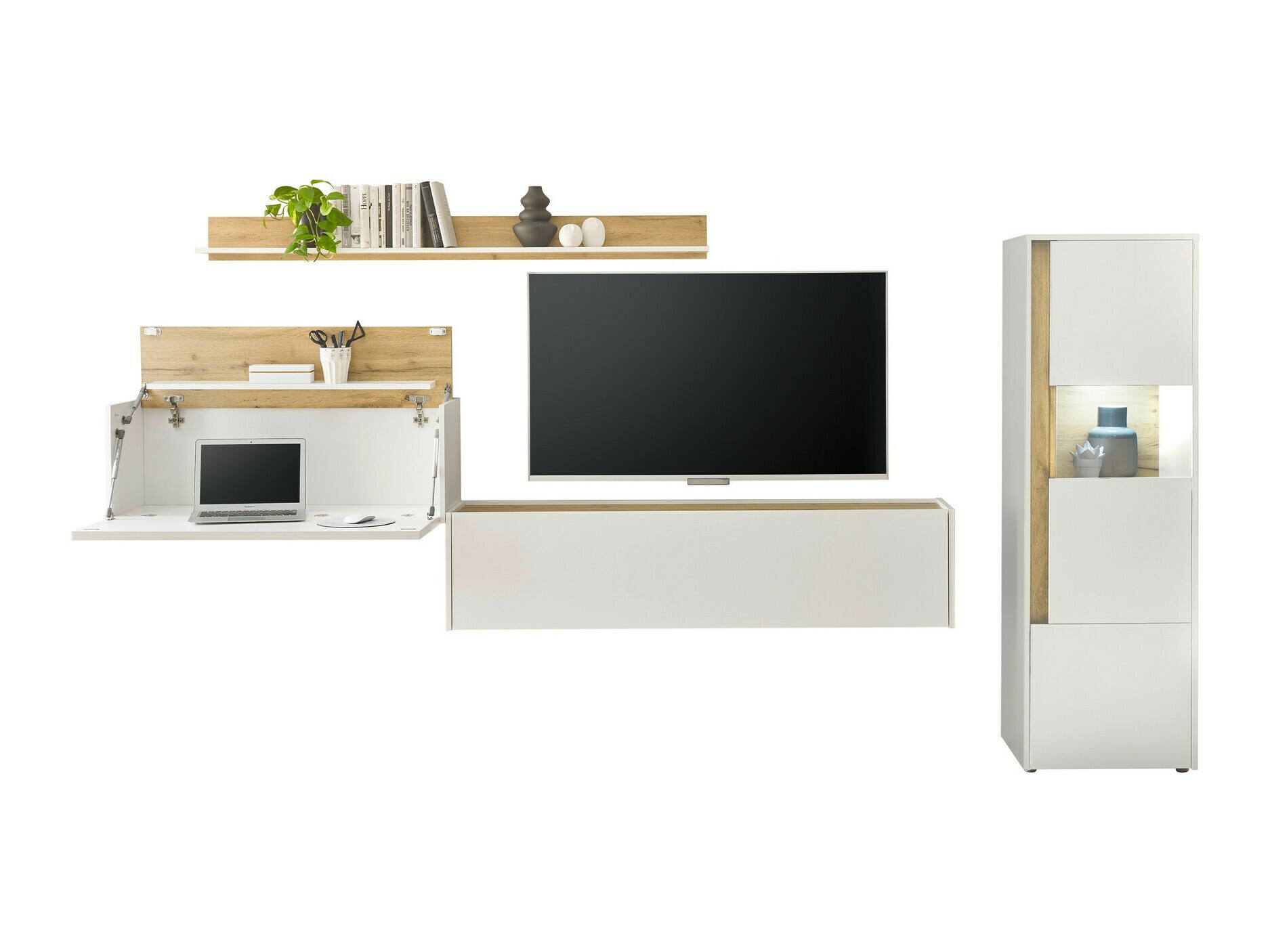 Set za dnevnu sobu Elbsori 141 (Belo + Hrast Votan)
