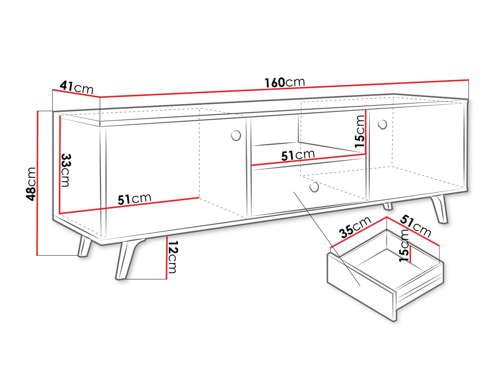TV komoda Monfera 104 (Crno)