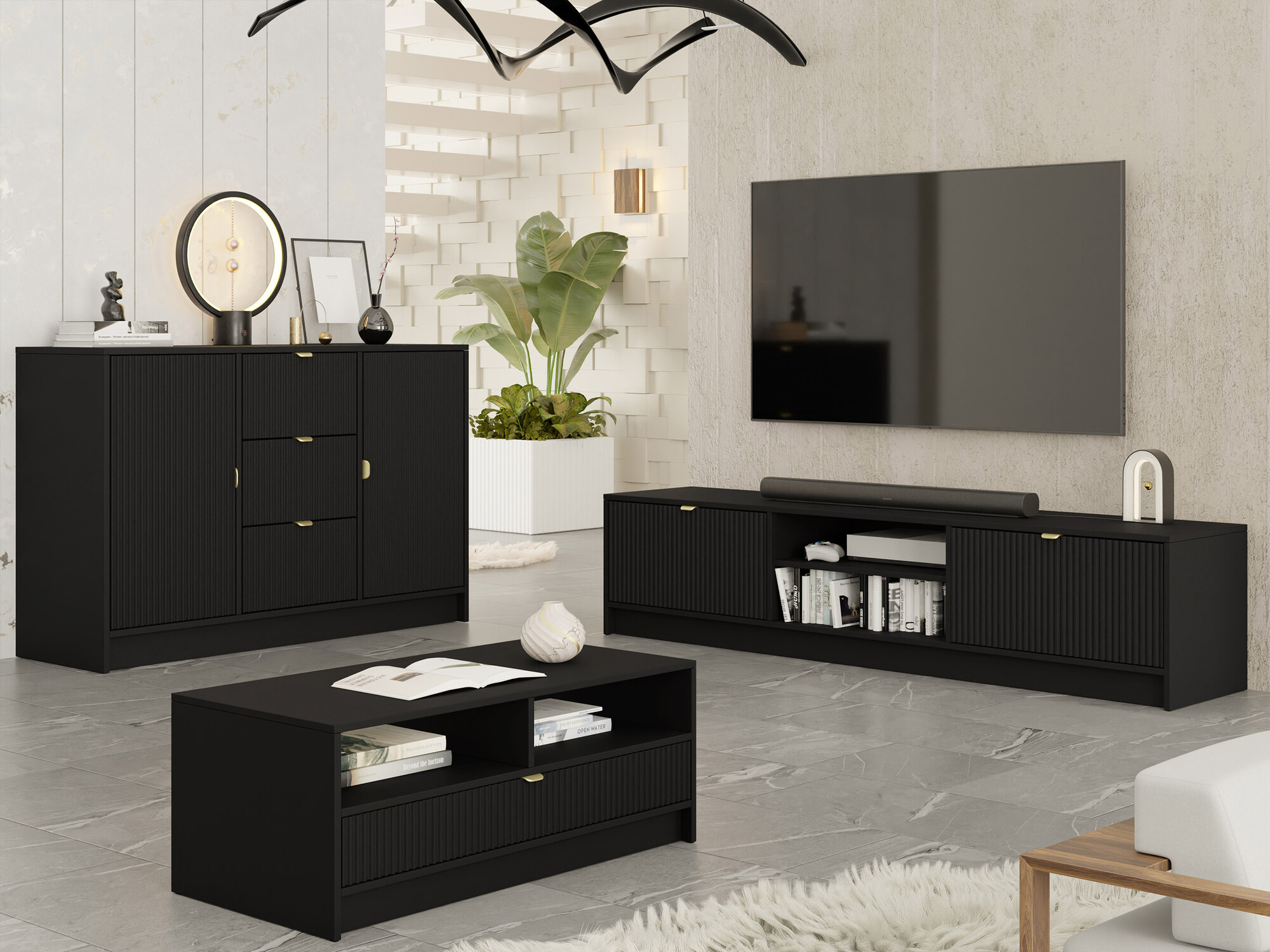 Set za dnevnu sobu Comfivo Papilio I (Crno)