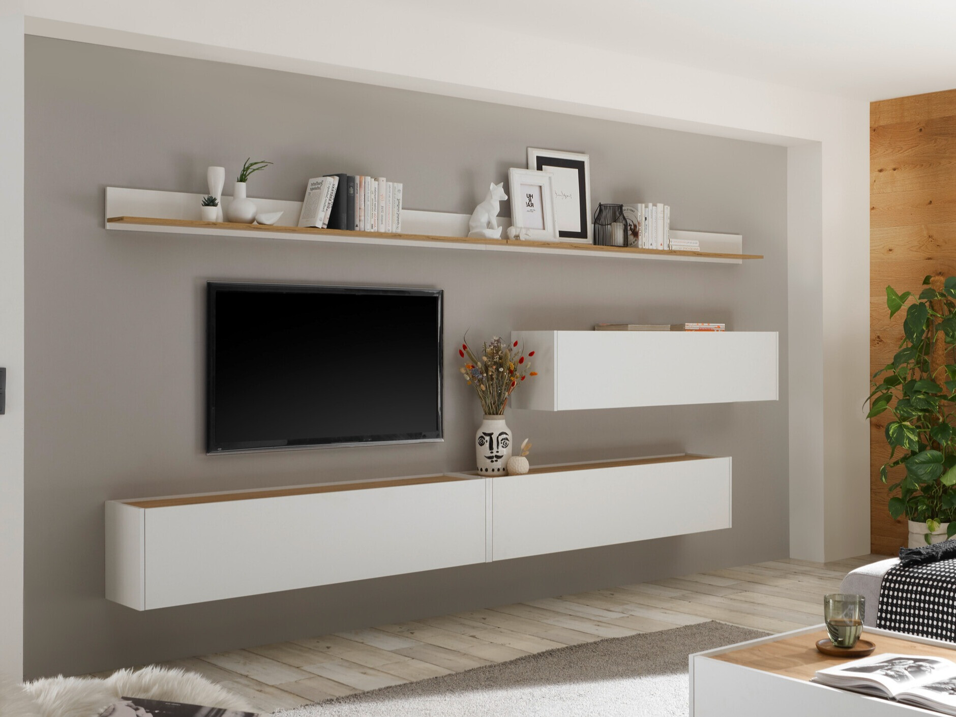 Set za dnevnu sobu Elbsori 142 (Belo + Hrast Votan)