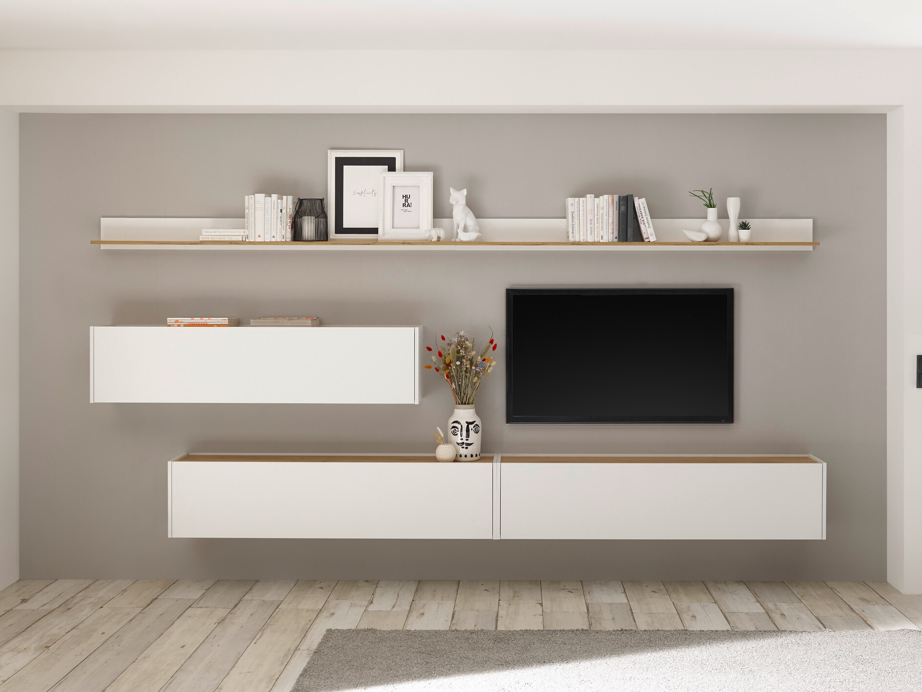 Set za dnevnu sobu Elbsori 142 (Belo + Hrast Votan)