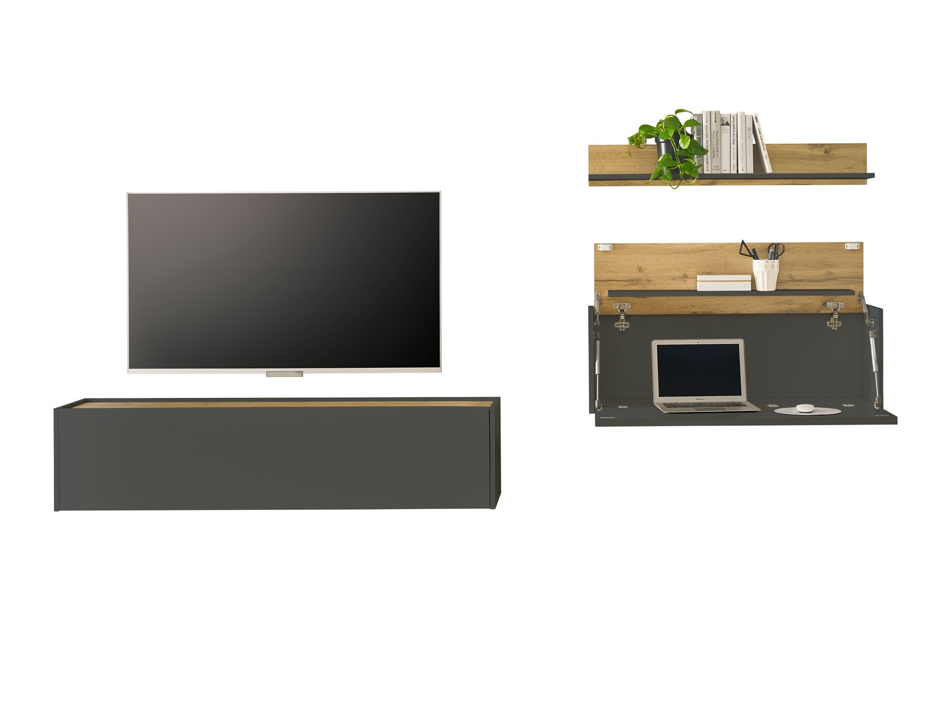 Set za dnevnu sobu Elbsori 143 (Antracit + Hrast Votan)