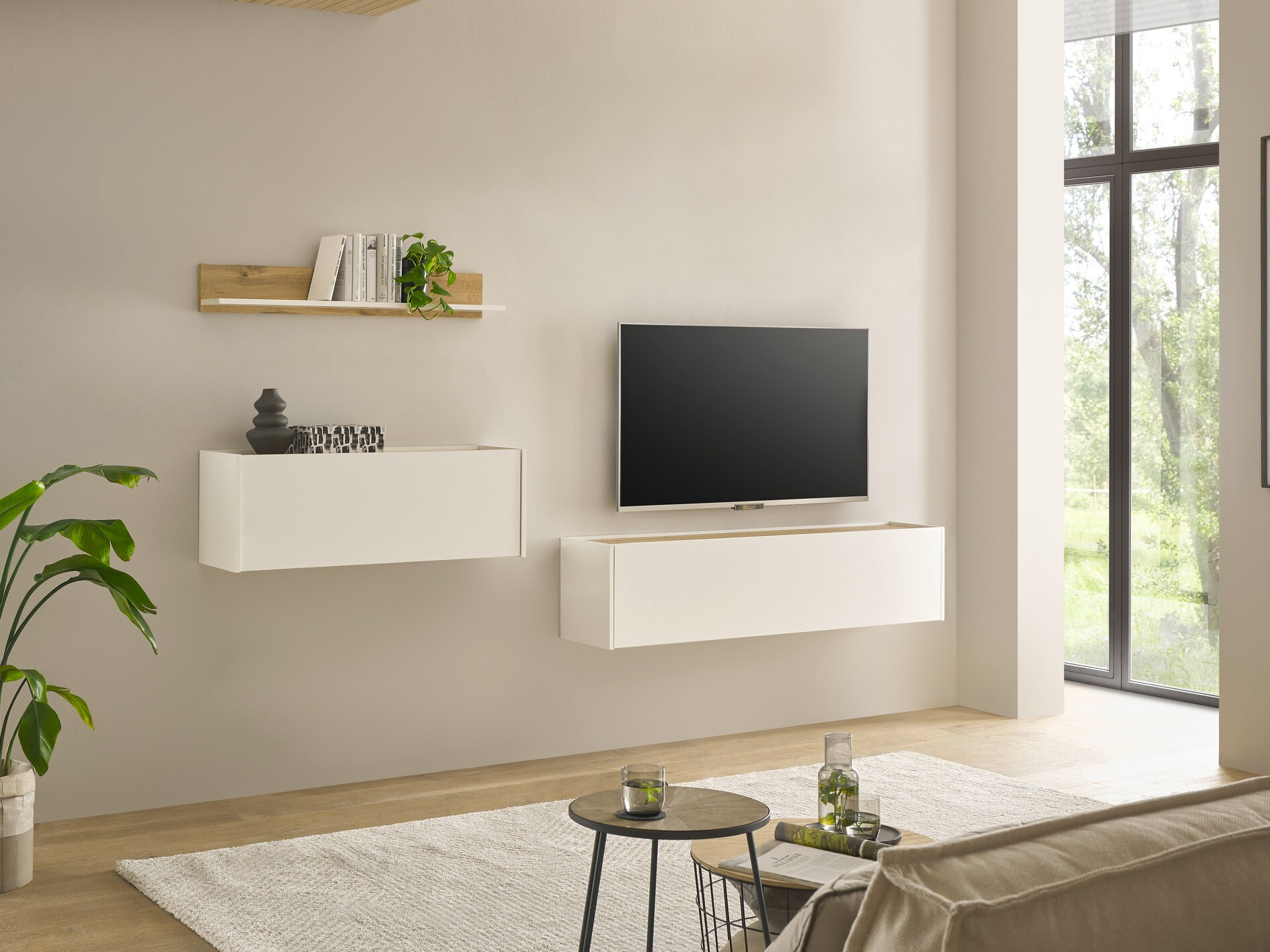 Set za dnevnu sobu Elbsori 143 (Belo + Hrast Votan)