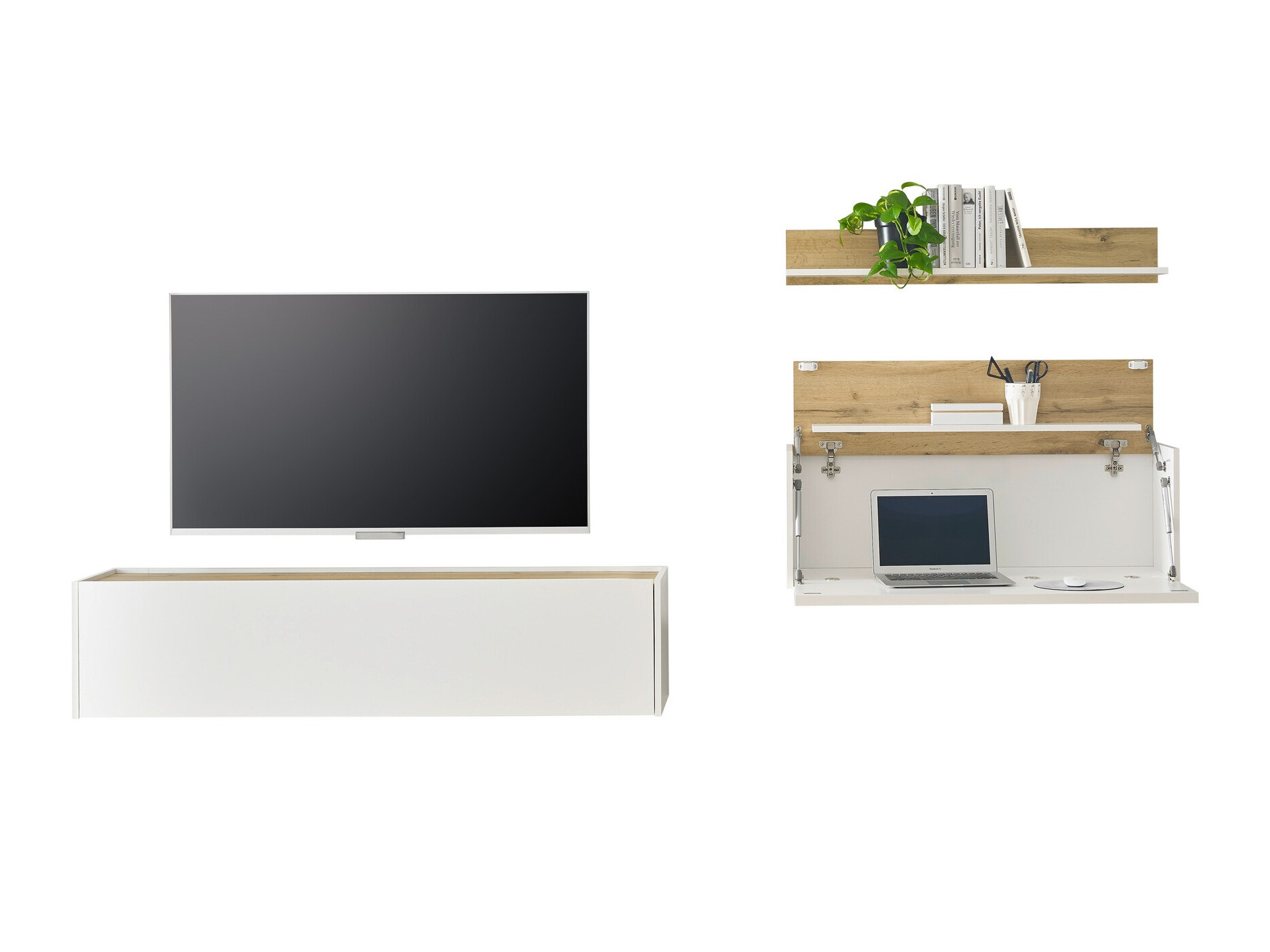 Set za dnevnu sobu Elbsori 143 (Belo + Hrast Votan)