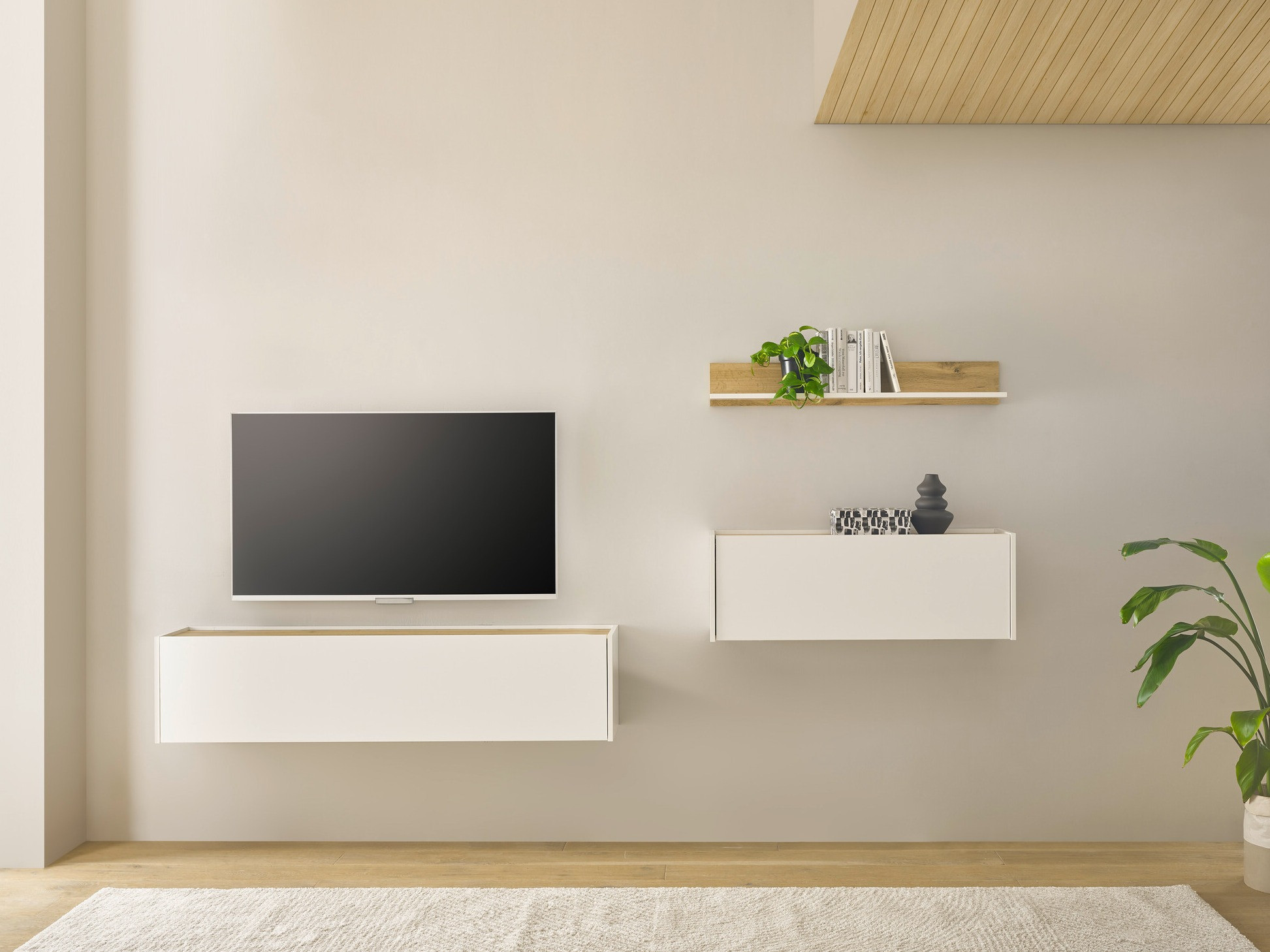 Set za dnevnu sobu Elbsori 143 (Belo + Hrast Votan)