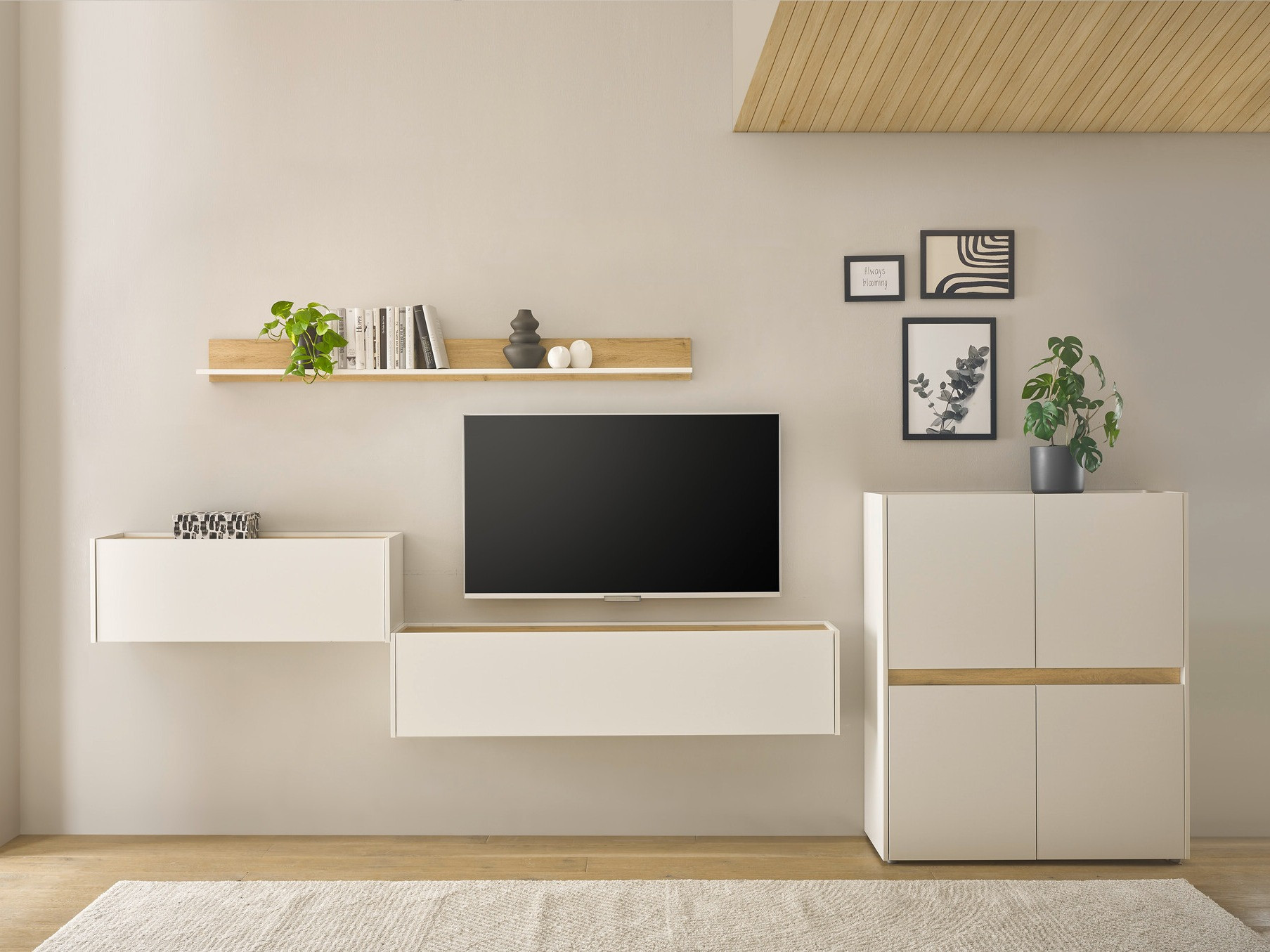 Set za dnevnu sobu Elbsori 144 (Belo + Hrast Votan)