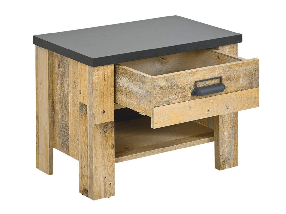 Noćni ormarić Cirtale 104 (Istrošeno drvo + Antracit)