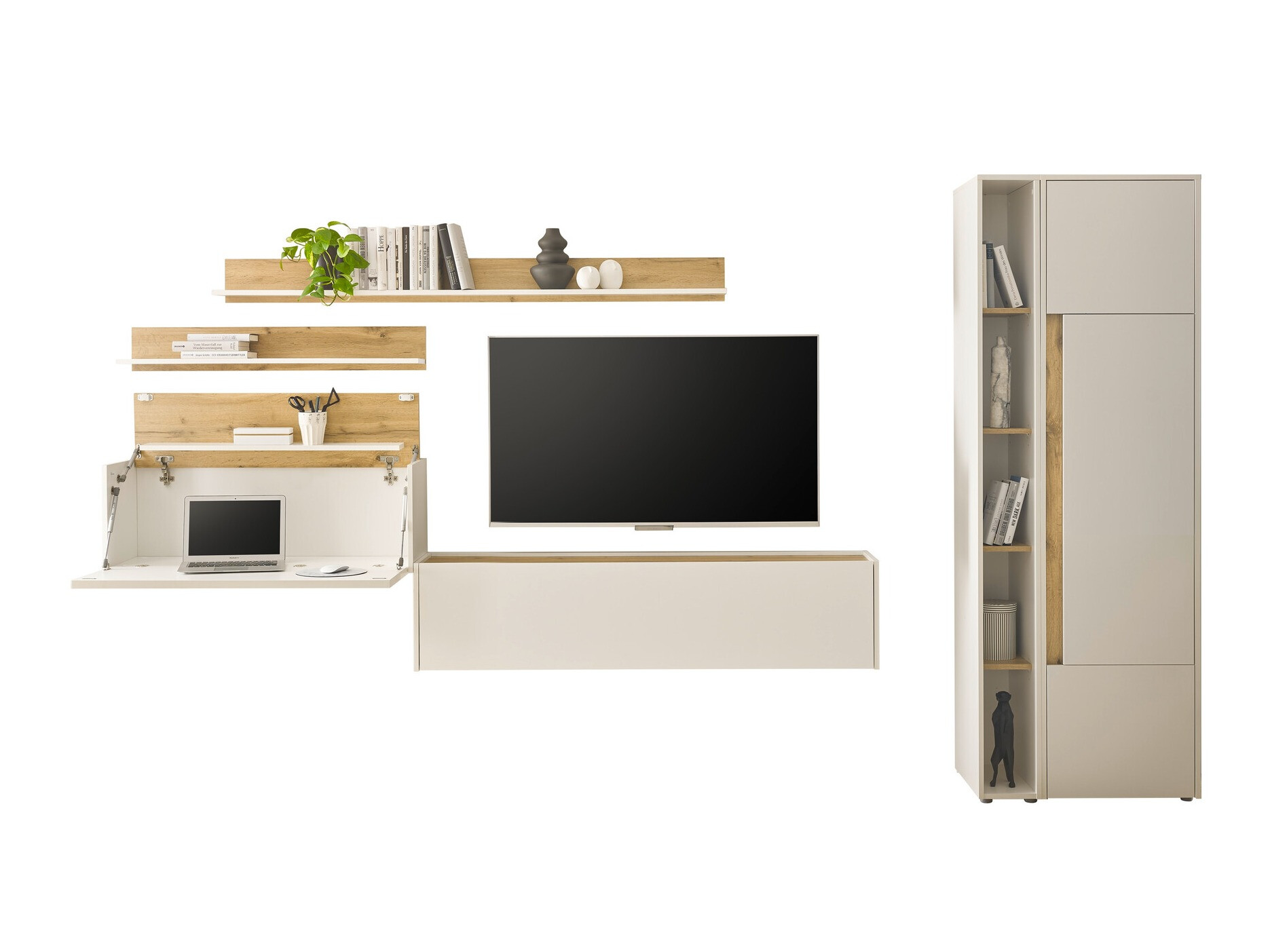 Set za dnevnu sobu Elbsori 145 (Belo + Hrast Votan)