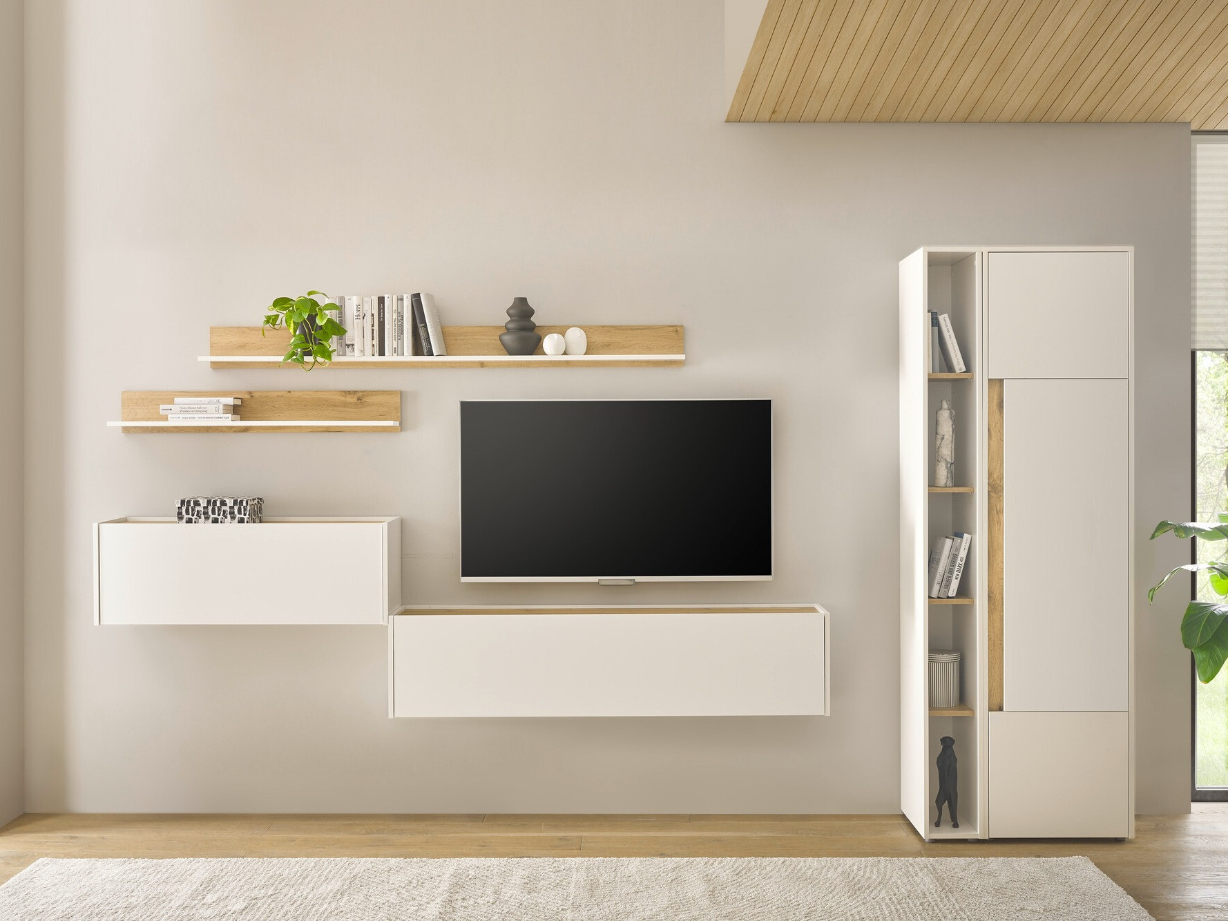 Set za dnevnu sobu Elbsori 145 (Belo + Hrast Votan)