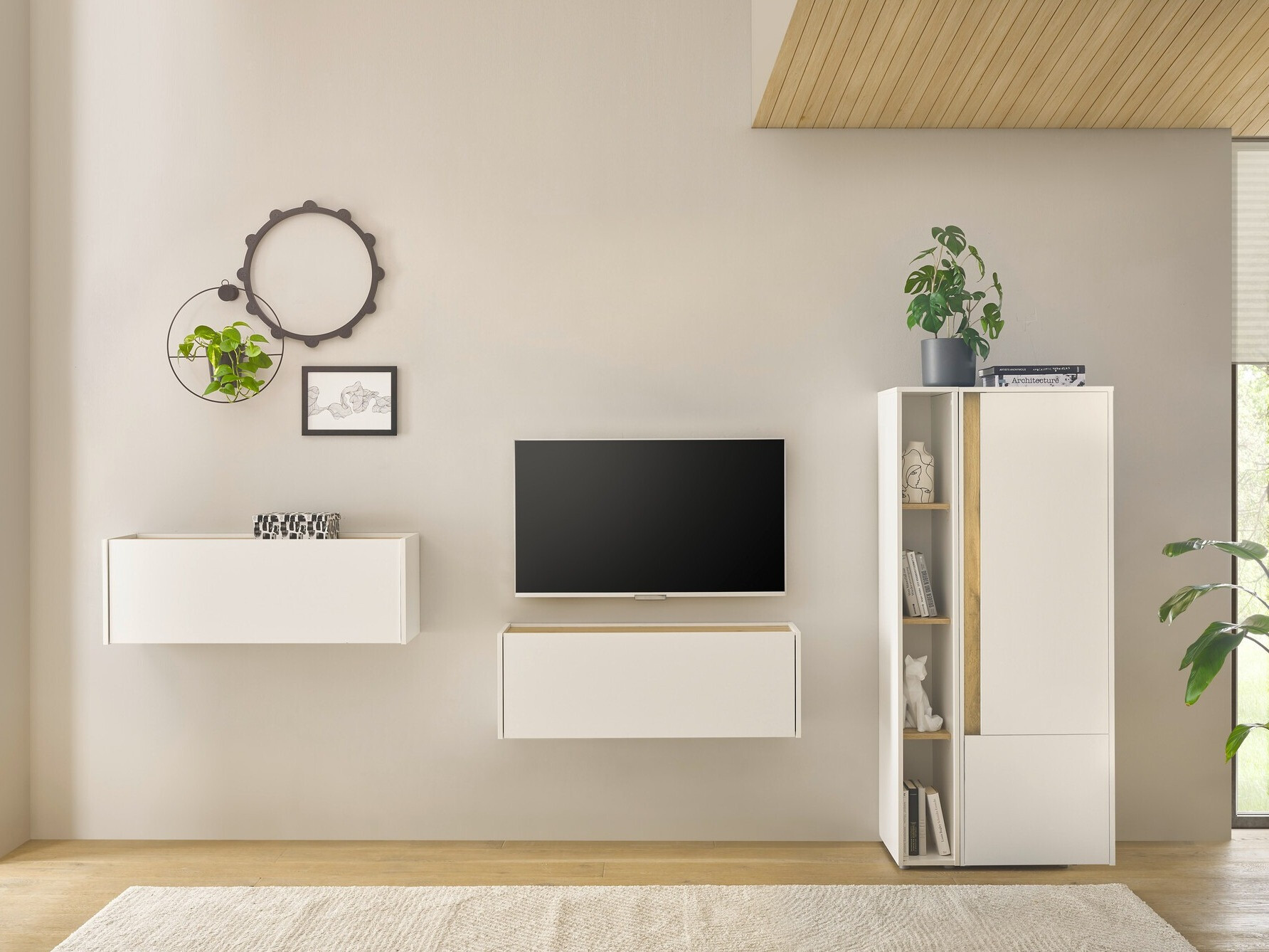 Set za dnevnu sobu Elbsori 146 (Belo + Hrast Votan)