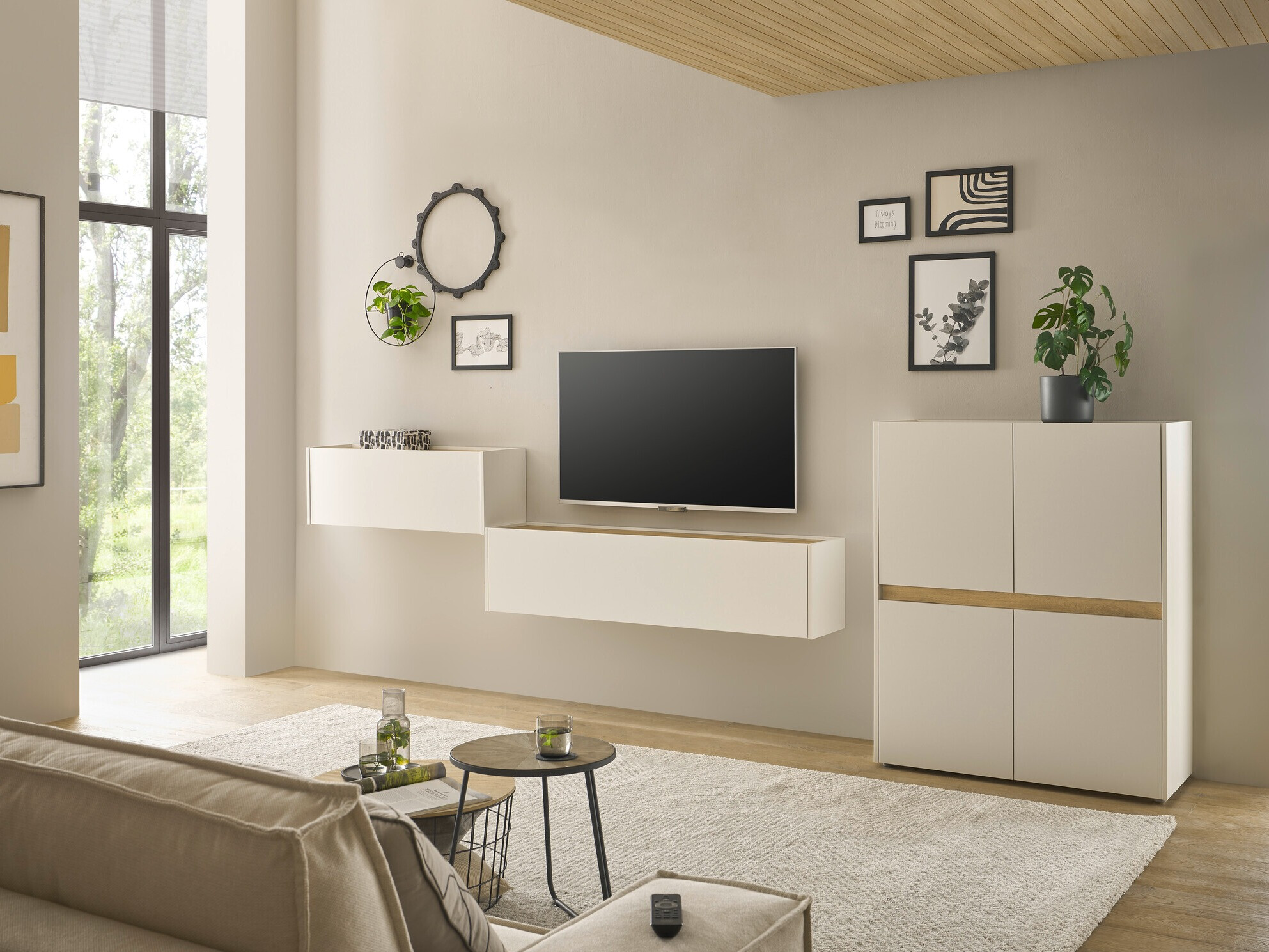 Set za dnevnu sobu Elbsori 148 (Belo + Hrast Votan)