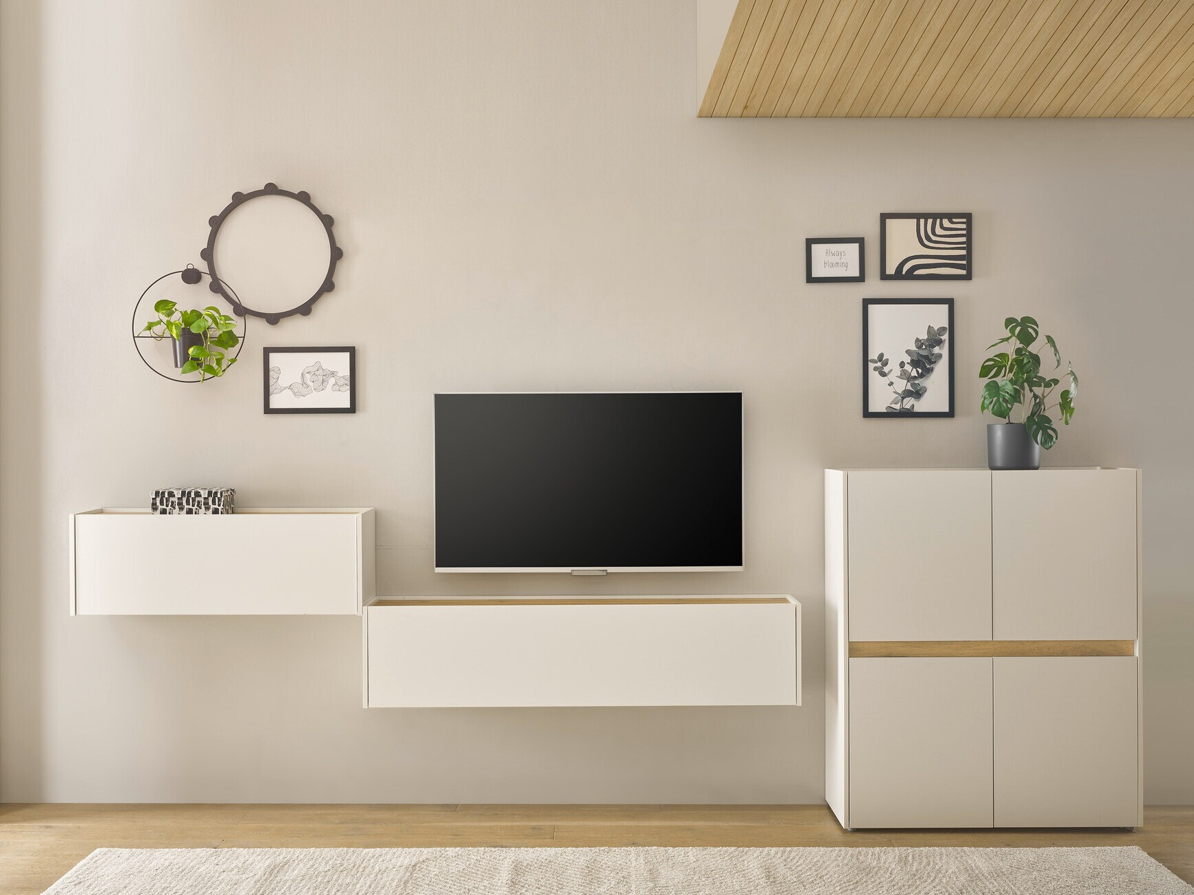 Set za dnevnu sobu Elbsori 148 (Belo + Hrast Votan)