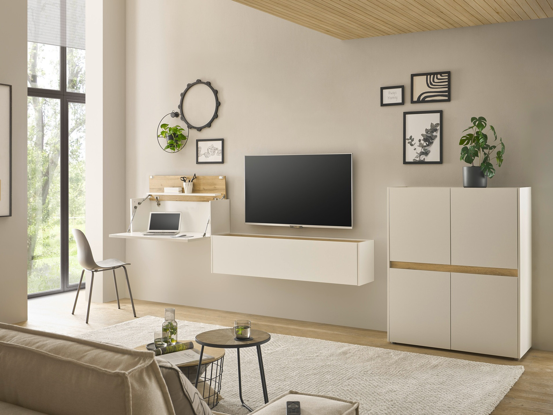 Set za dnevnu sobu Elbsori 148 (Belo + Hrast Votan)