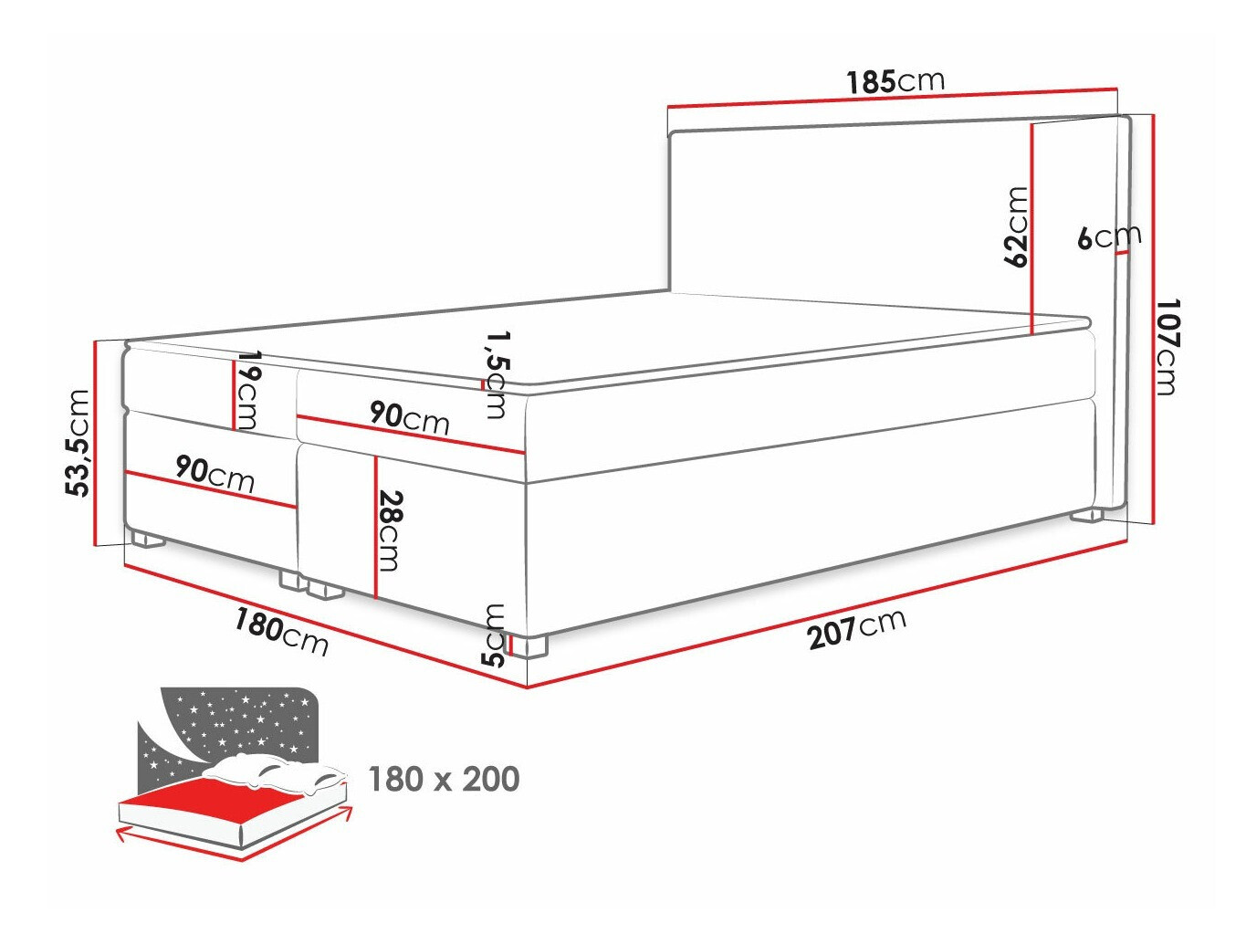 Boxspring krevet Memphis 137 (Poso 02)