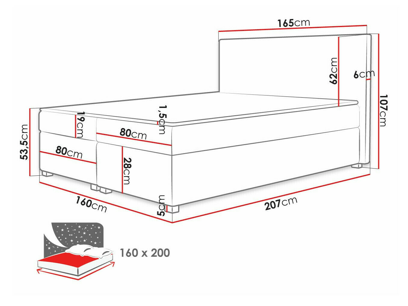 Boxspring krevet Memphis 137 (Poso 14)