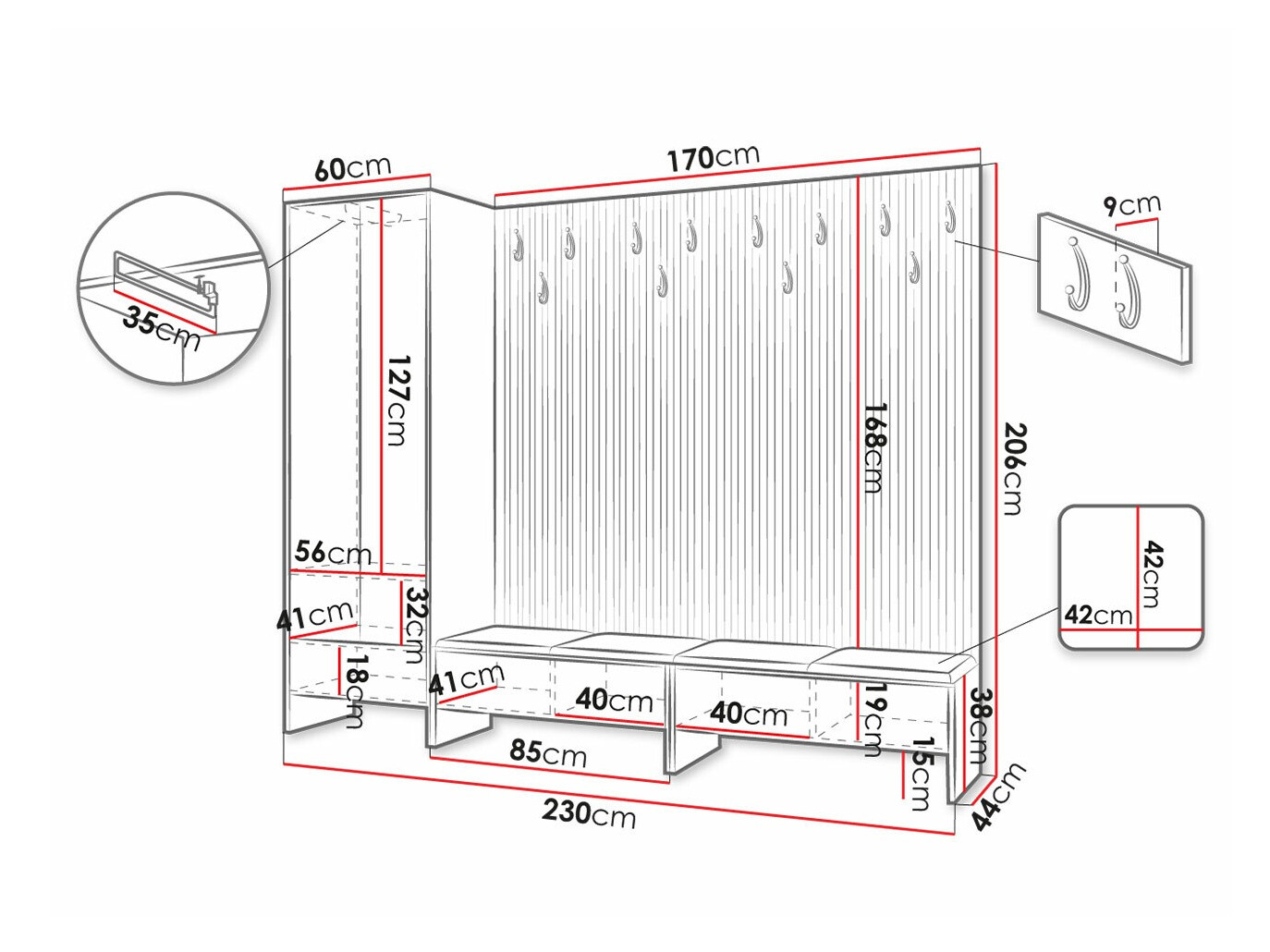 Set za hodnik Donio VI (Artisan hrast + Manila 02)