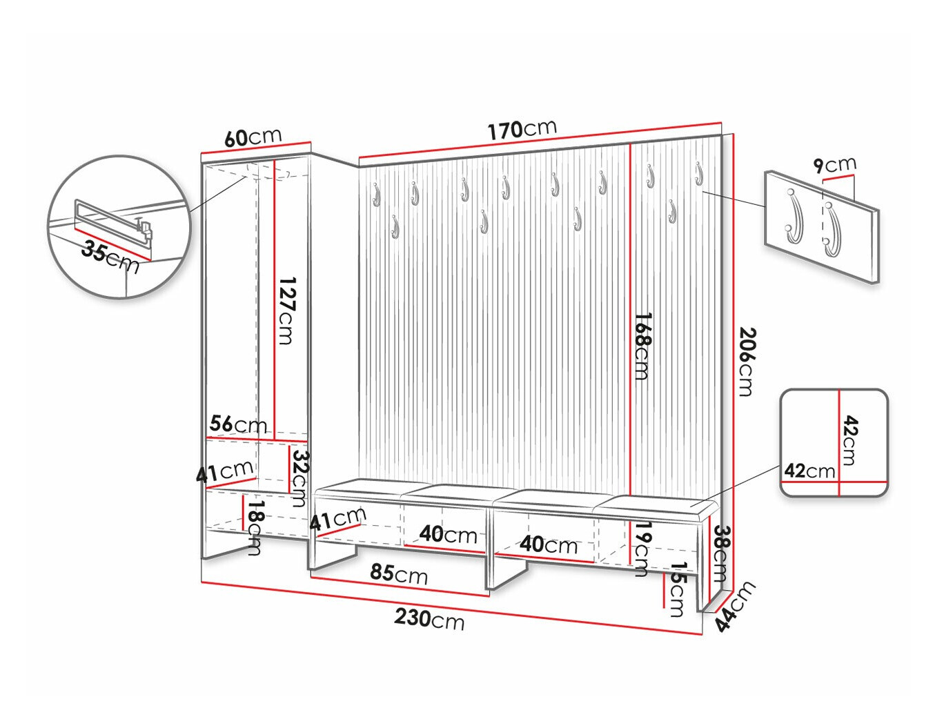 Set za hodnik Hartford 484 (Zanatski hrast + Manila 09)