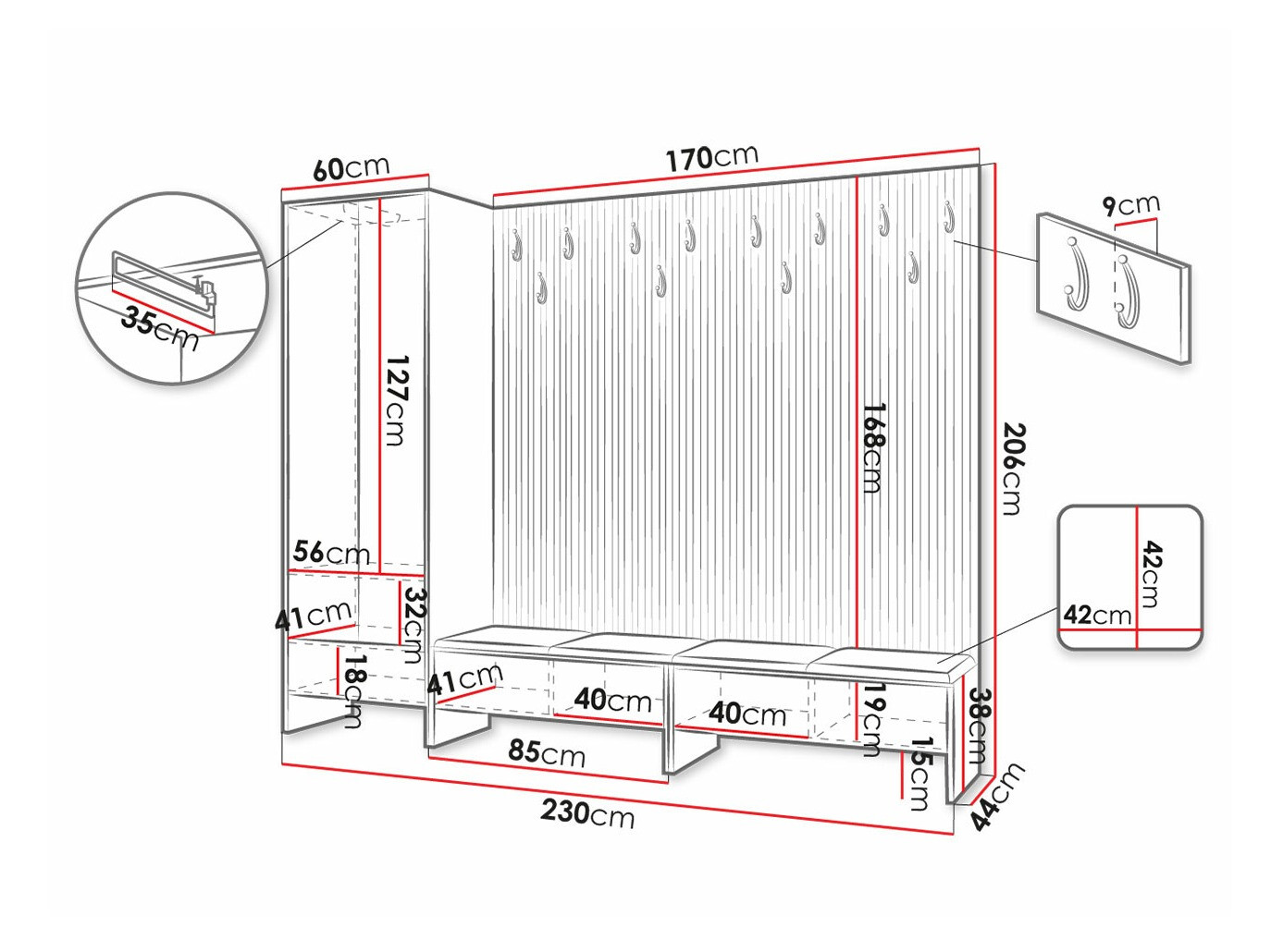 Set za hodnik Hartford 484 (Zanatski hrast + Manila 11)