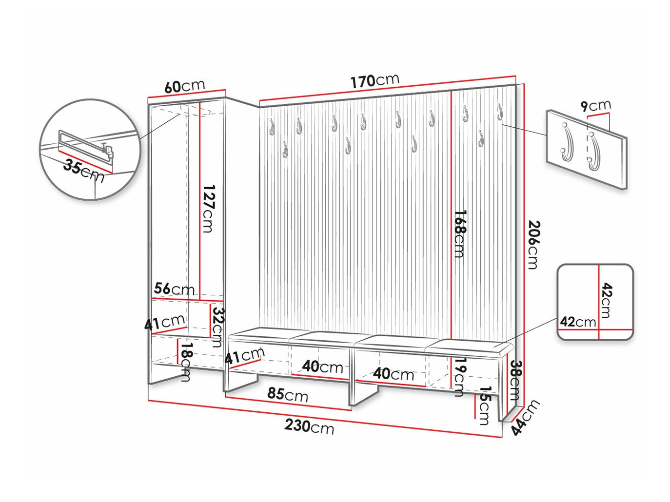 Set za hodnik Hartford 484 (Zanatski hrast + Manila 16)