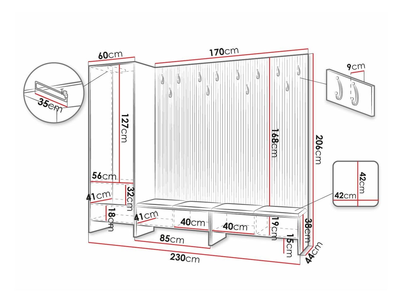 Set za hodnik Hartford 484 (Zanatski hrast + Manila 18)