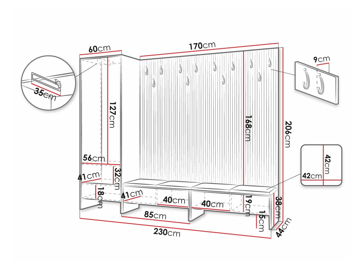 Set za hodnik Hartford 484 (Zanatski hrast + Manila 26)