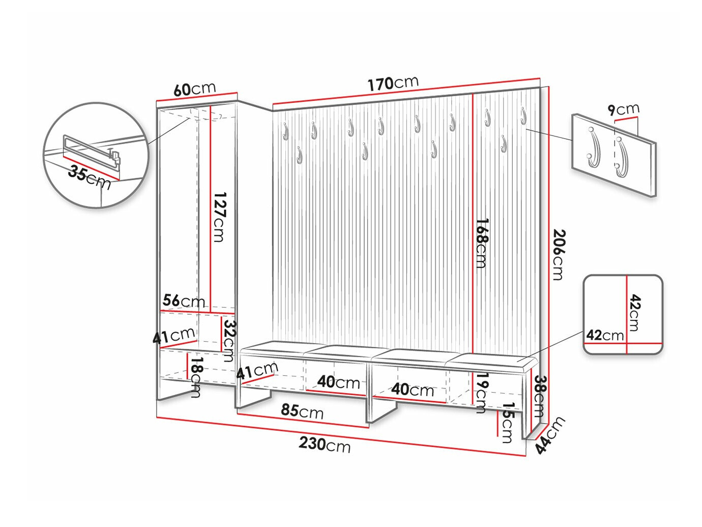 Set za hodnik Hartford 484 (Zanatski hrast + Soft 011)