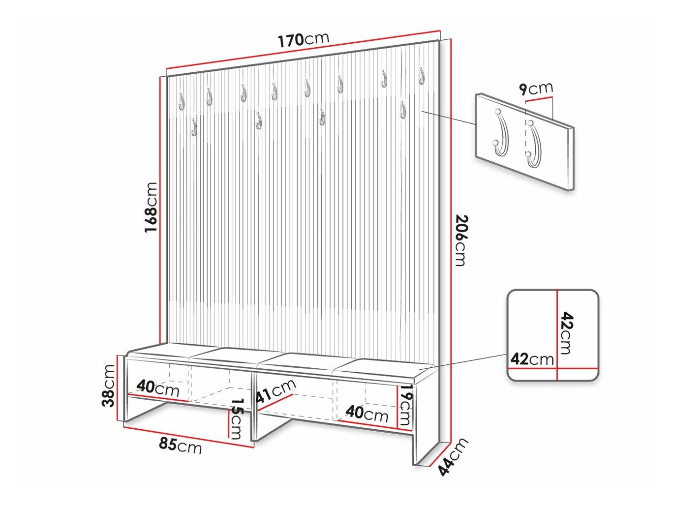 Set za hodnik Hartford 485 (Zanatski hrast + Manila 04)