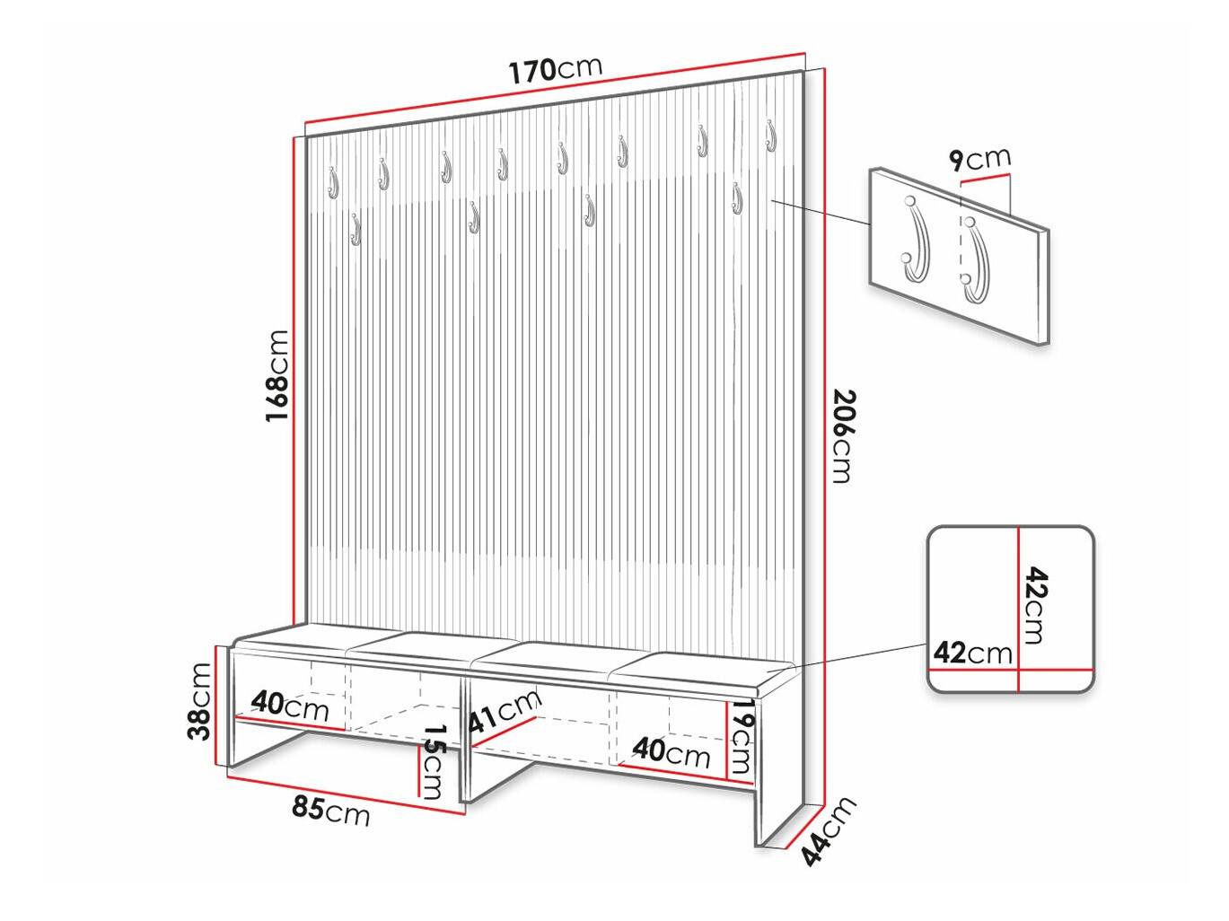 Set za hodnik Hartford 485 (Zanatski hrast + Manila 09)