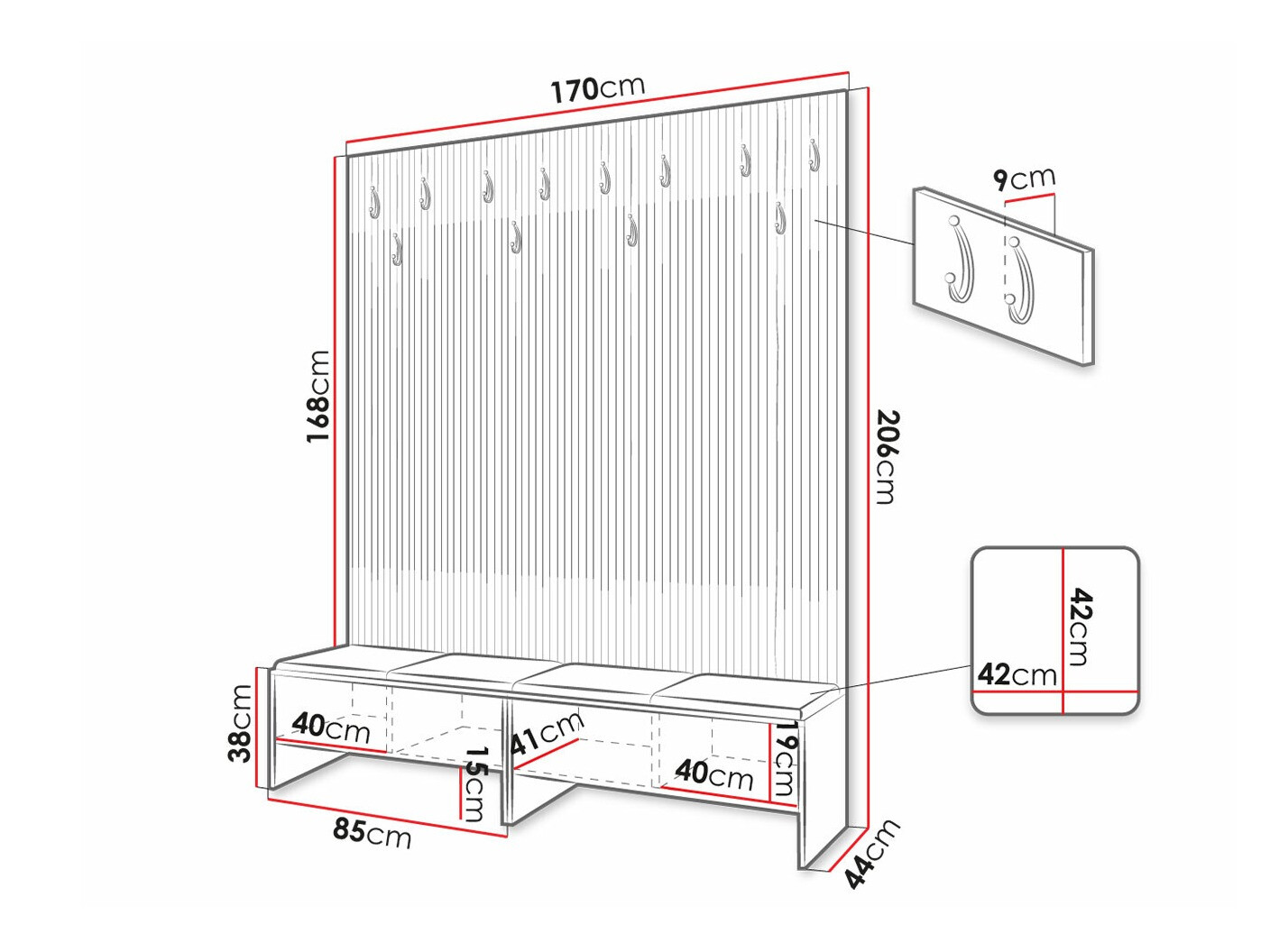 Set za hodnik Hartford 485 (Zanatski hrast + Manila 35)