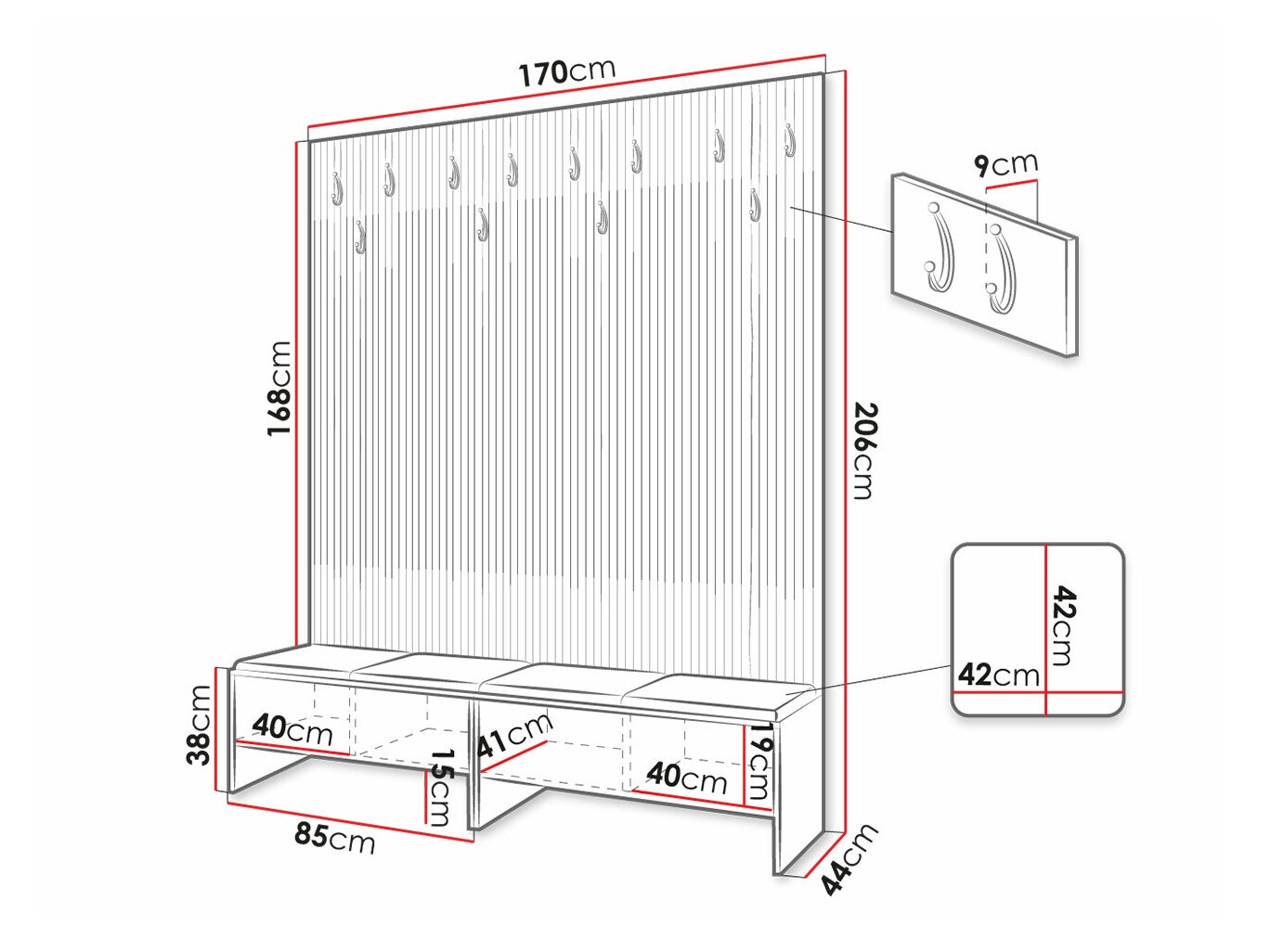 Set za hodnik Hartford 485 (Zanatski hrast + Soft 011)