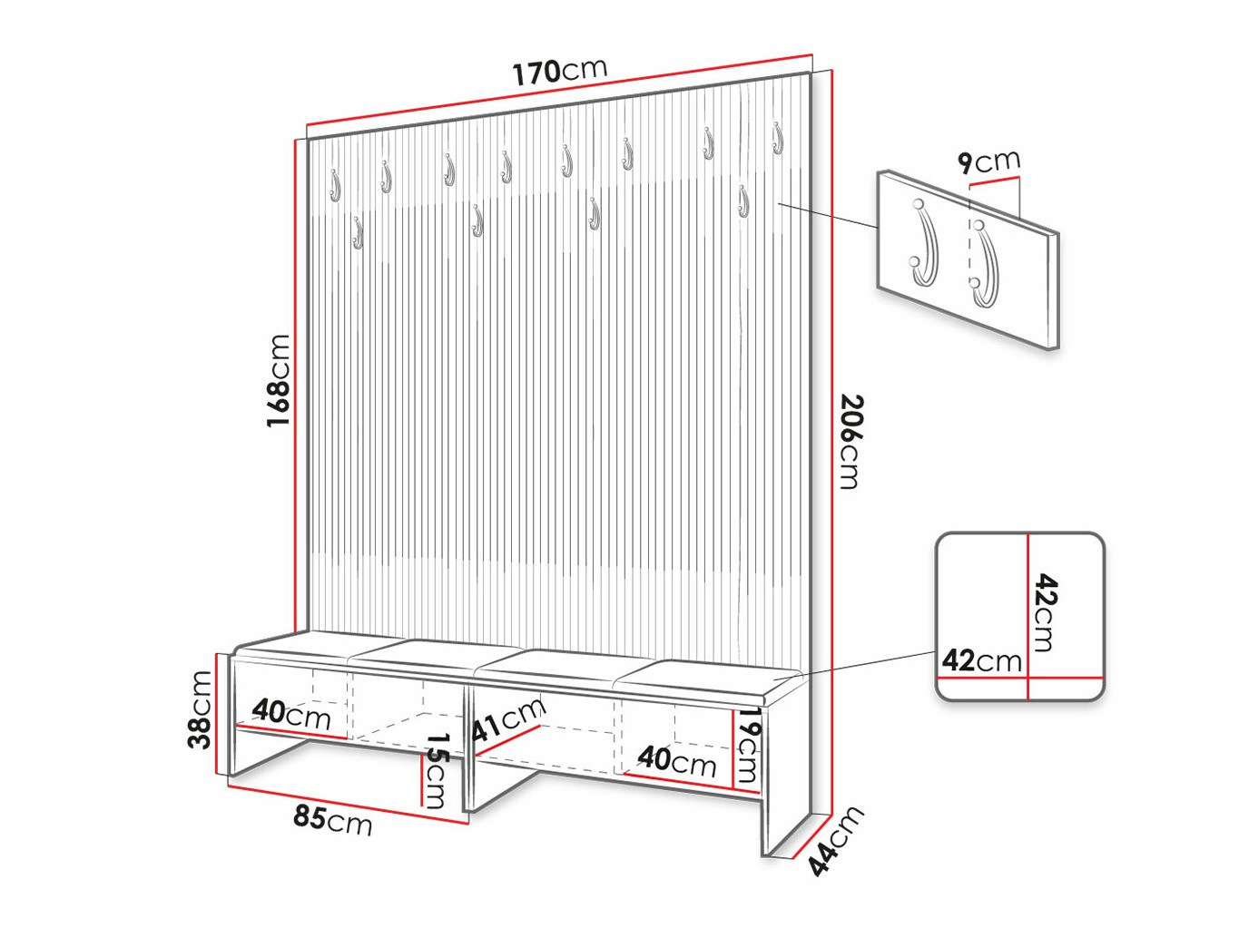 Set za hodnik Hartford 485 (Zanatski hrast + Soft 017)