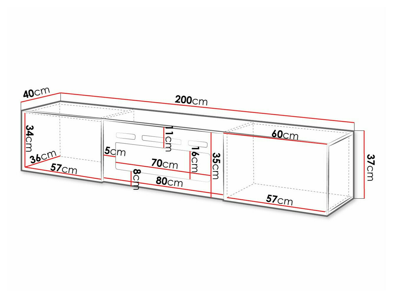 TV sto Charlotte 162 (Belo + Sjajno belo)