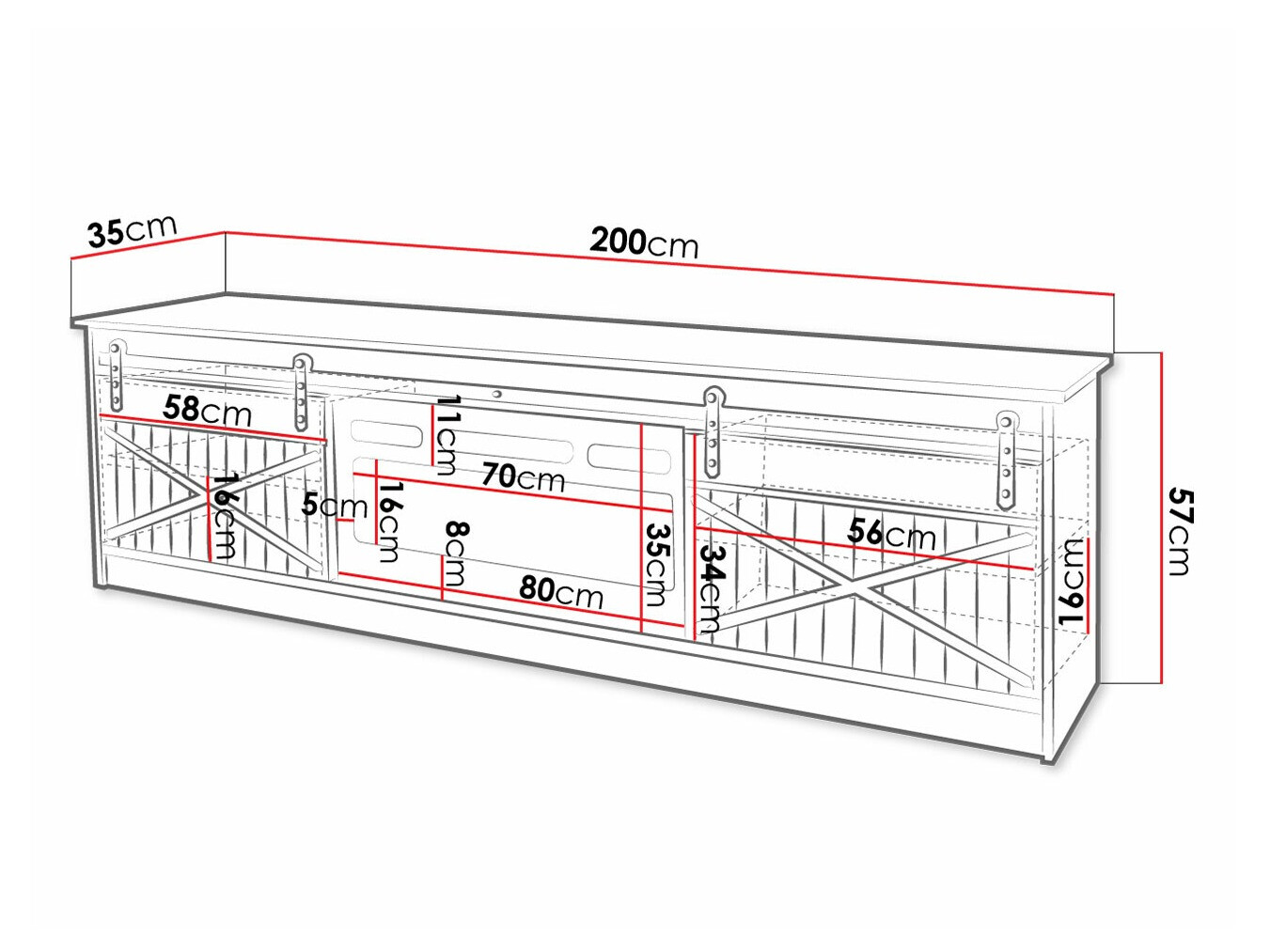 TV sto Charlotte 165 (Crno + Crna visoki sjaj)