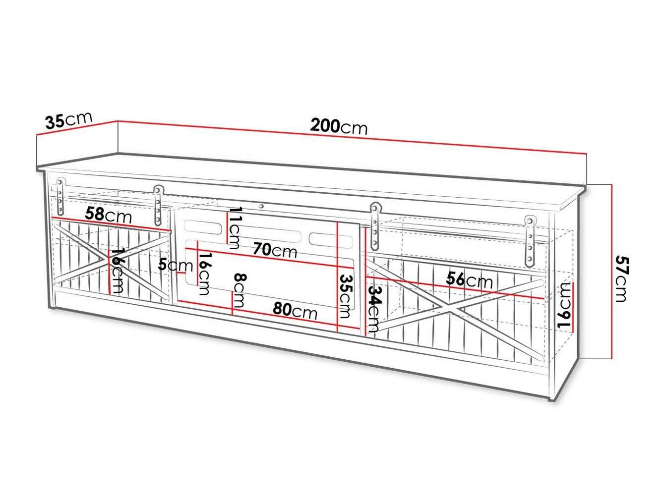 TV sto Charlotte 165 (Staro drvo)