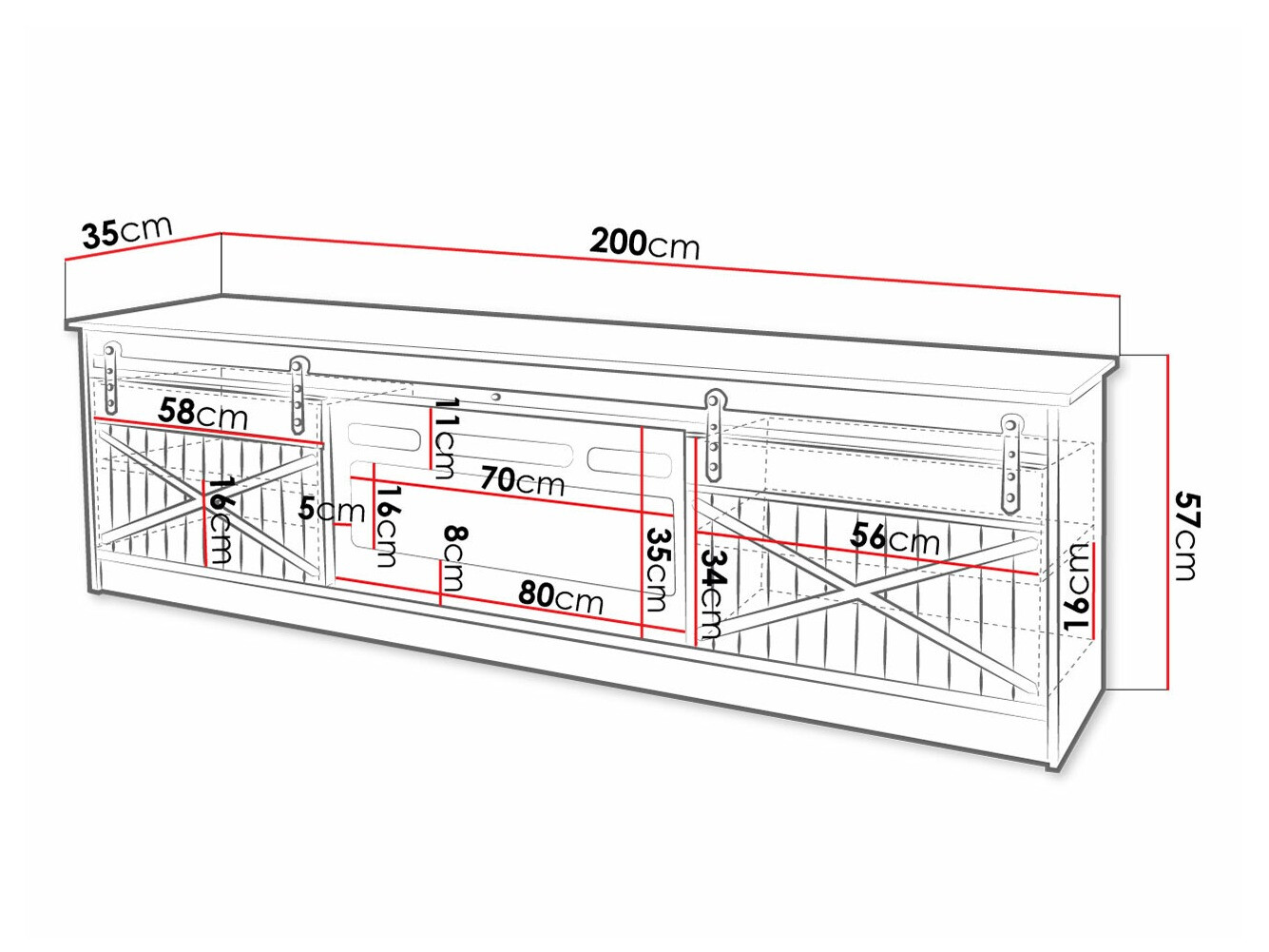 TV sto Charlotte 165 (Вотан храст)