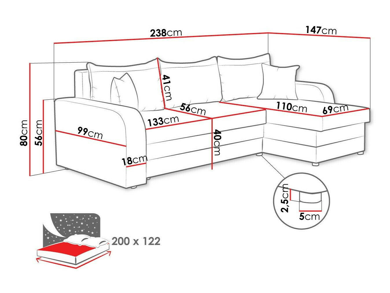Ugaona sofa Comfivo 203 (Mikrofaza 0014 + Mikrofaza 0015)