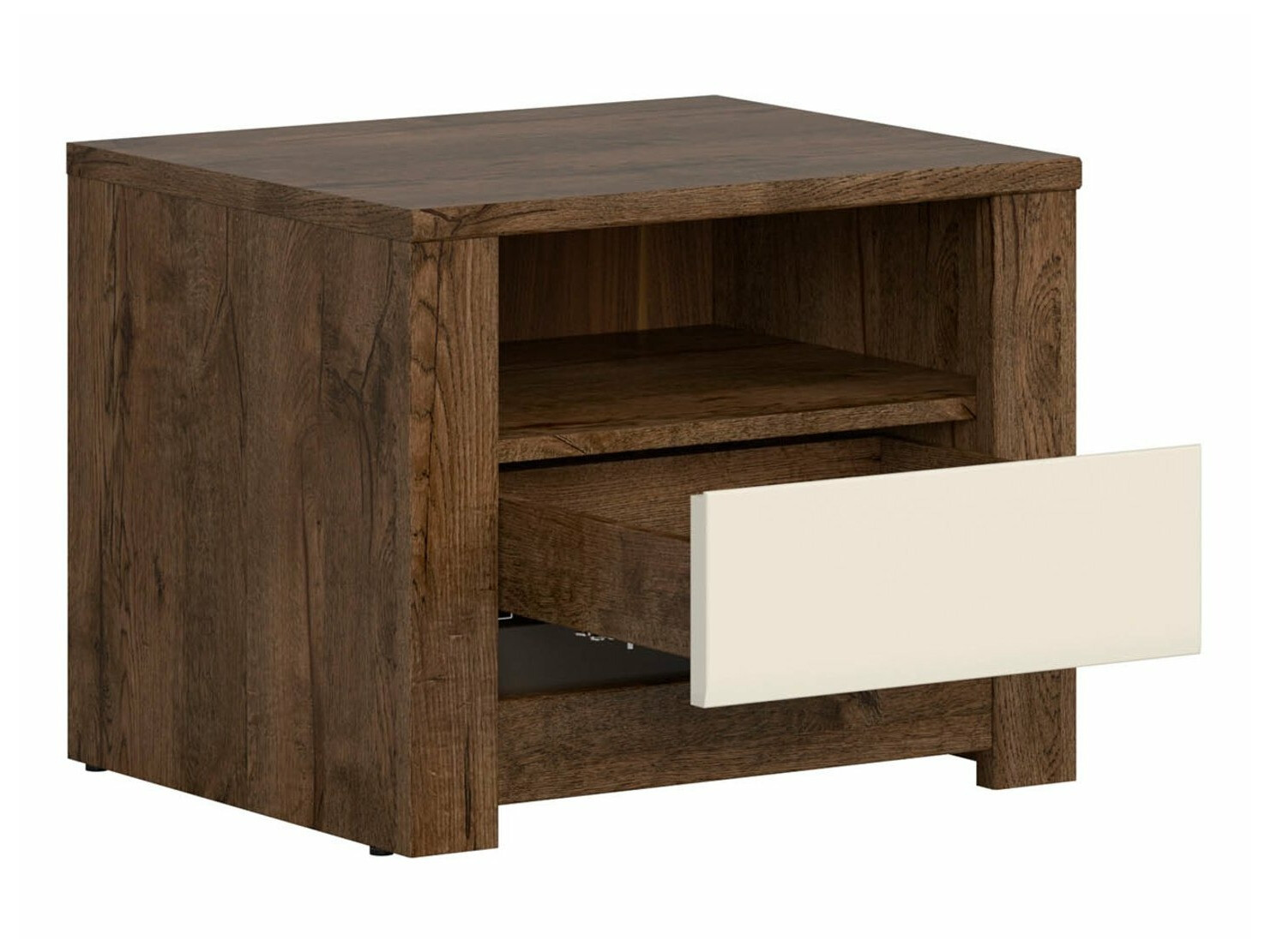 Noćni ormarić Ophevaru 115 (Sjajna krema + April hrast)