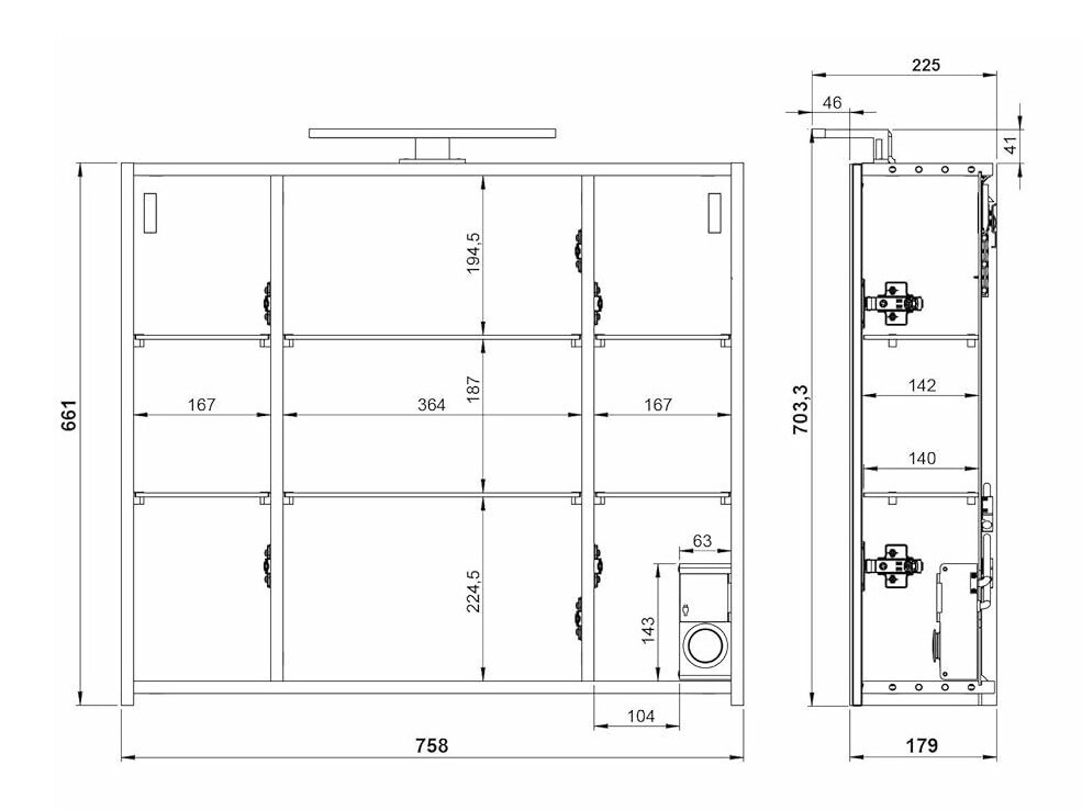 Ormarić za kupatilo sa ogledalom Temeli 101 (Graphite)