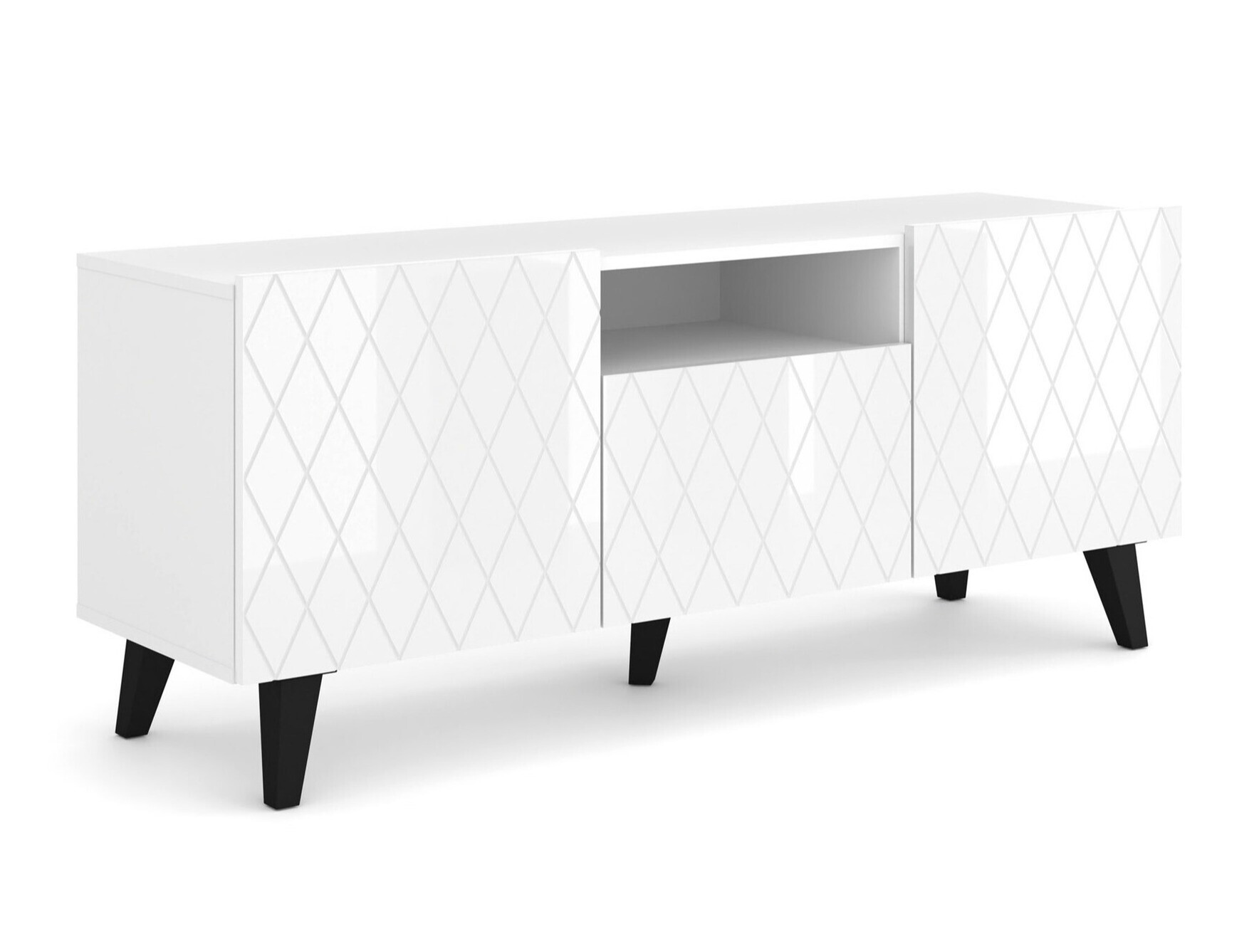 TV komoda Melmoro 105 (Sjajno belo + Crno)