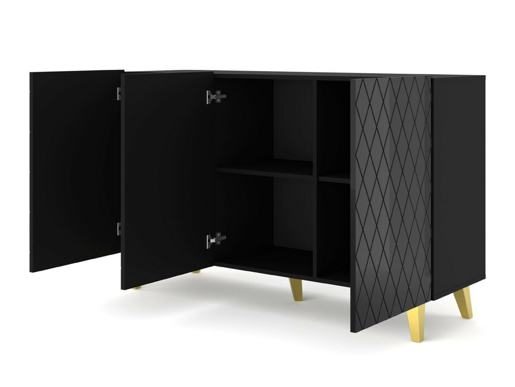 Set za dnevnu sobu Melmoro 106 (Crna visoki sjaj + Zlatan)