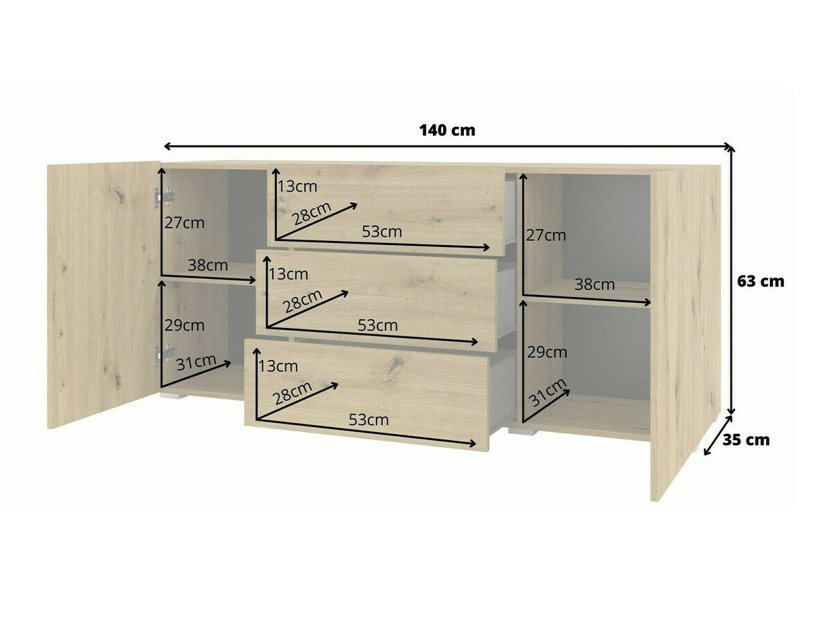 Komoda Revmiru 103 (Belo + Hrast Votan)