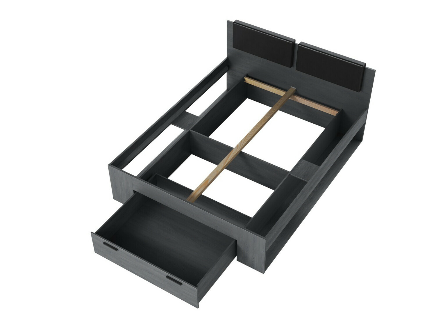 Krevet Levruvu 106 (Sivi hrast + Crno)