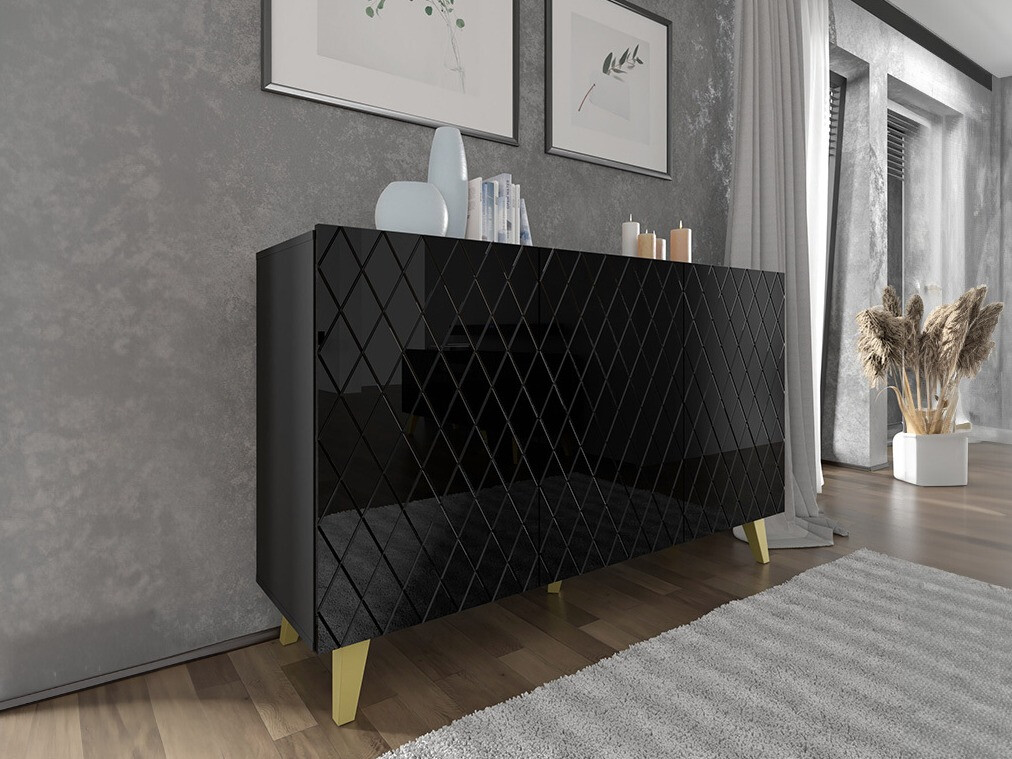 Ormarić Melmoro 104 (Crna visoki sjaj + Zlatan)