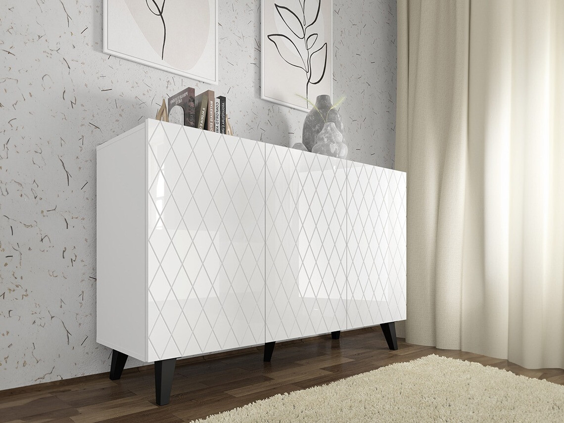 Ormarić Melmoro 104 (Sjajno belo + Crno)