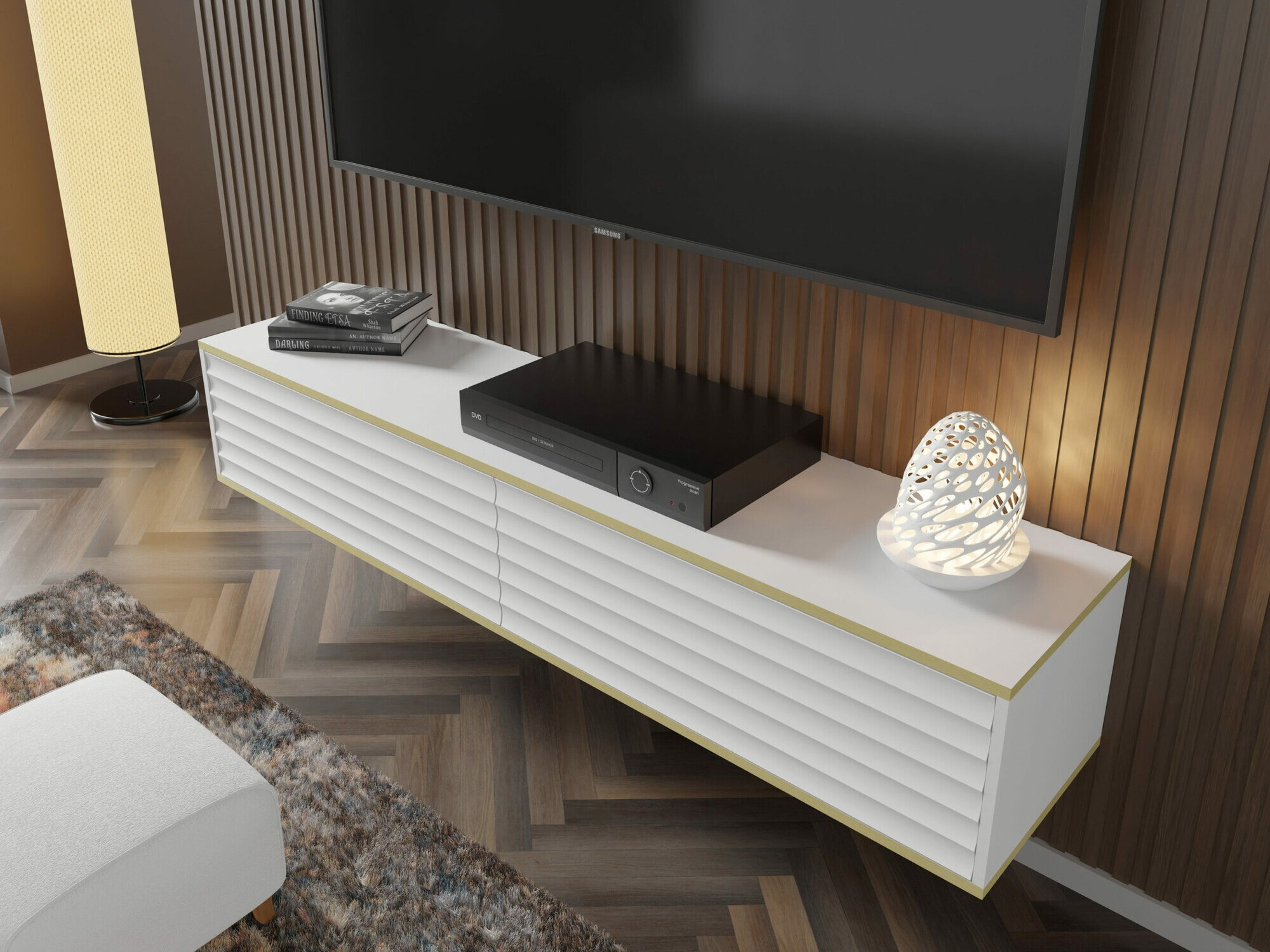 TV komoda Buffalo 101 (Belo + Zlatna)